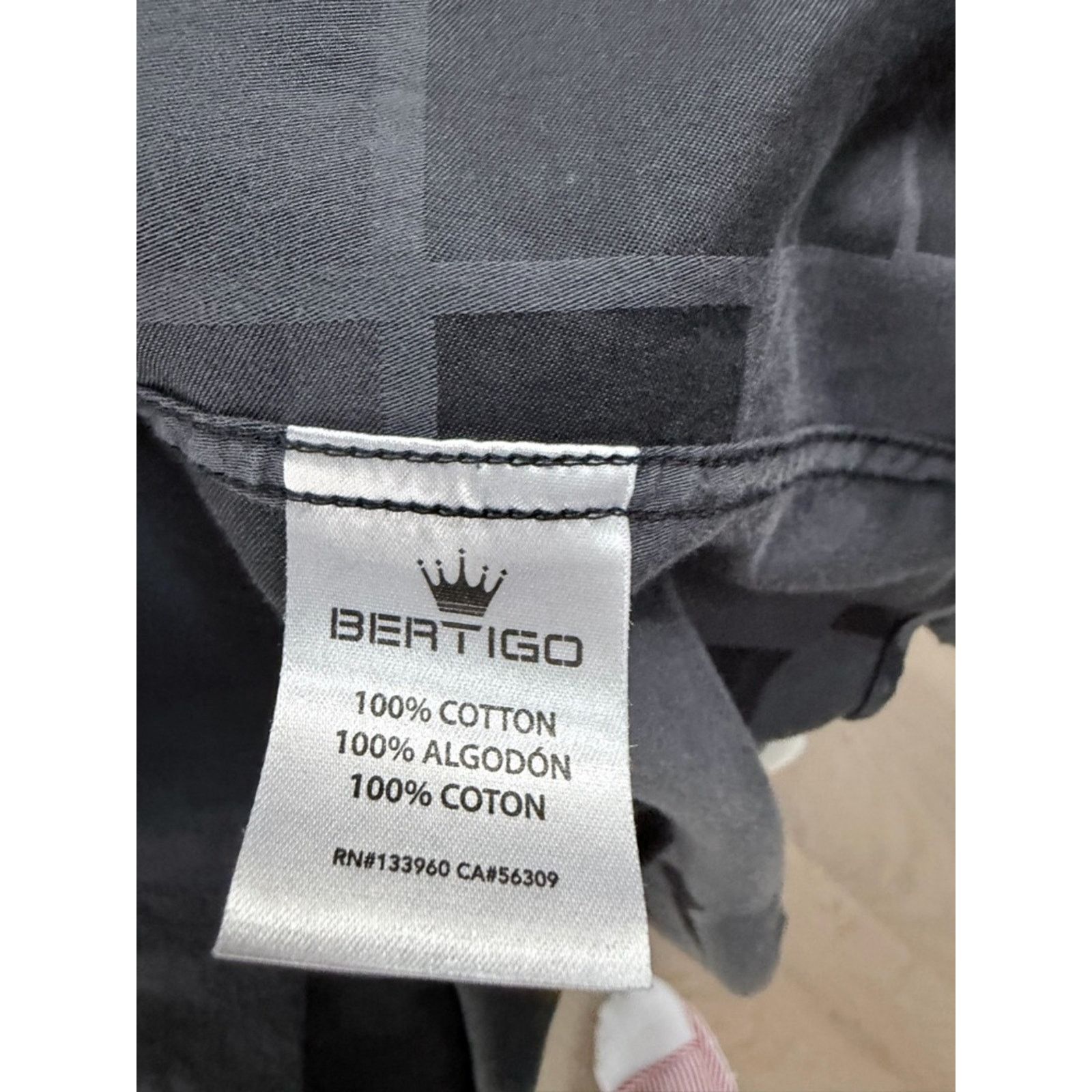 Other Bertigo Men's Black Checker Satin Dress Shirt S. 100% Cotton Size US S / EU 44-46 / 1 - 5 Thumbnail