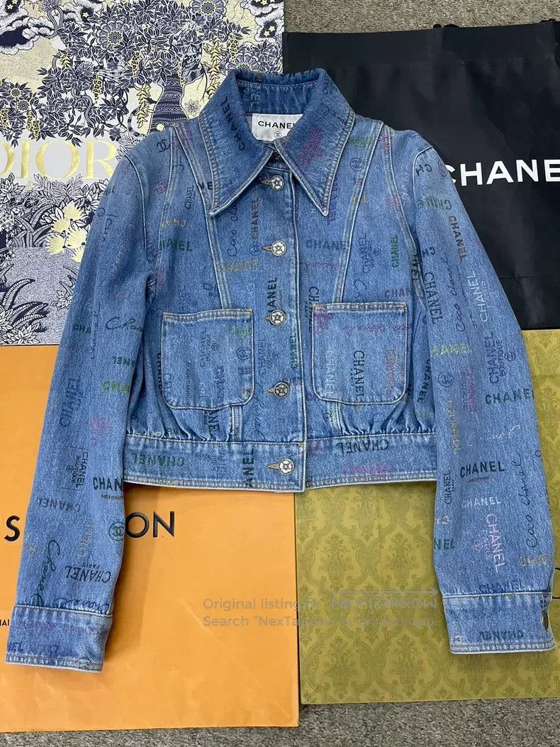 Chanel Chanel Blue letter logo graffiti denim jacket Size XS / US 0-2 / IT 36-38 - 1 Thumbnail