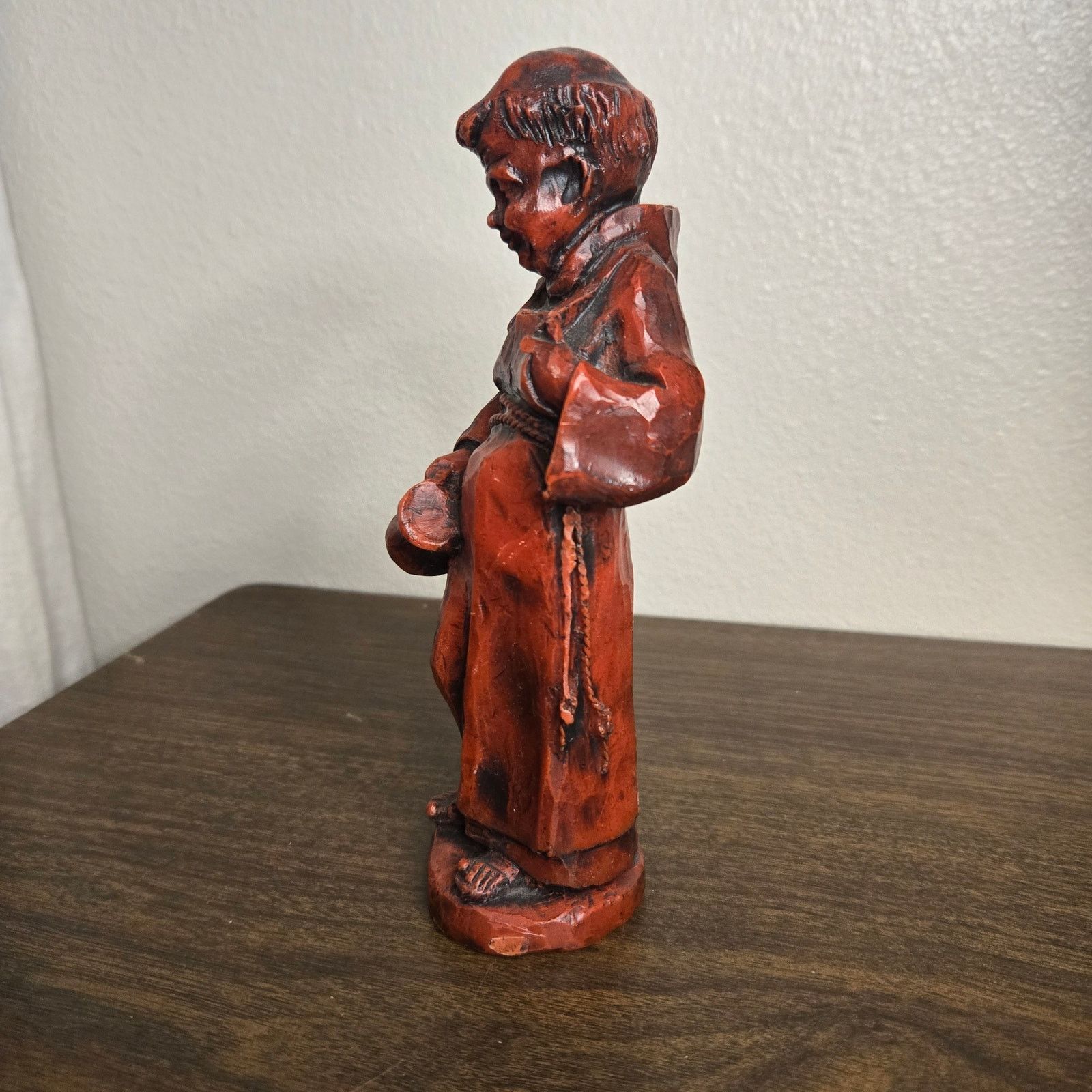 Vintage Vintage Hand-Carved Monk Folk Art Figurine - Red Patinated Size ONE SIZE - 12 Thumbnail