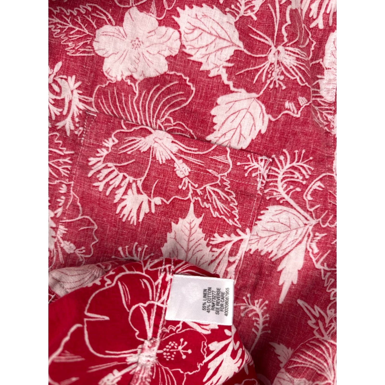 Croft & Barrow VINTAGE Croft & Barrow Hawaiian Shirt Mens Large Red Floral Button-Up Linen Cotton Aloha Resort Size US L / EU 52-54 / 3 - 4 Thumbnail