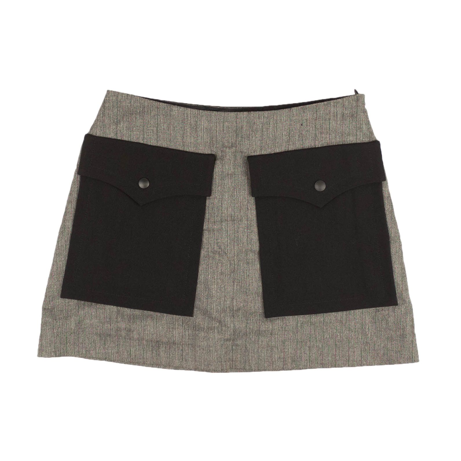 image of Palm Angels Grey Pinstripe Sensitive Content Mini Skirt Size 4/40, Women's