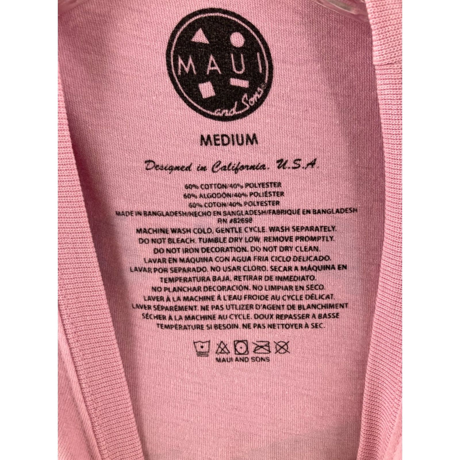Pinko Maui and Sons Shirt Mens M Pink 90s Logo Surf Short Sleeve T-Shirt/Medium/Mens Pink Surf Shirt Size US M / EU 48-50 / 2 - 7 Thumbnail