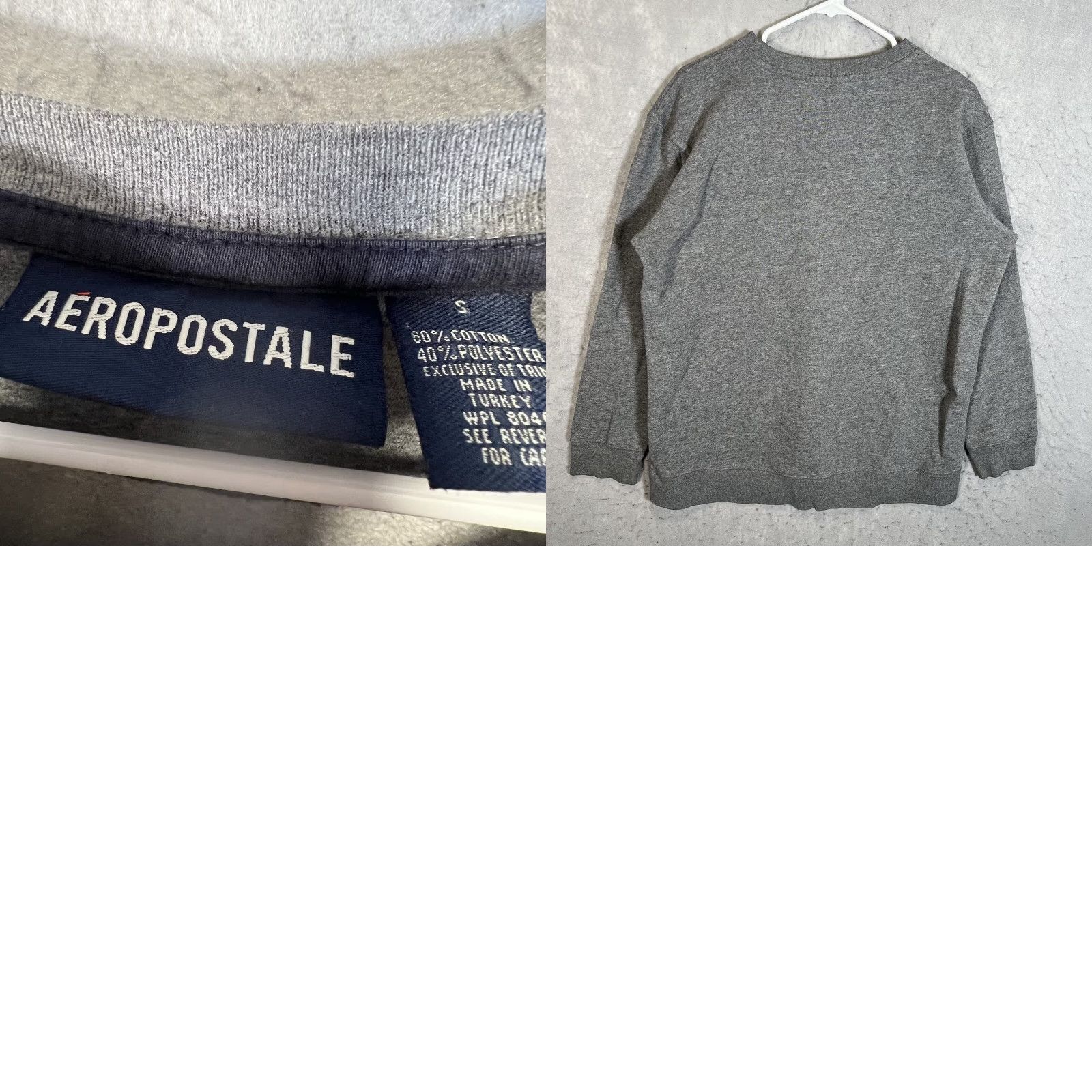 Aeropostale A1 Aeropostale Sweater Men's Small Gray Pullover Crew Neck Cotton Blend Embroidered Sweatshirt Shirt Size US S / EU 44-46 / 1 - 8 Thumbnail
