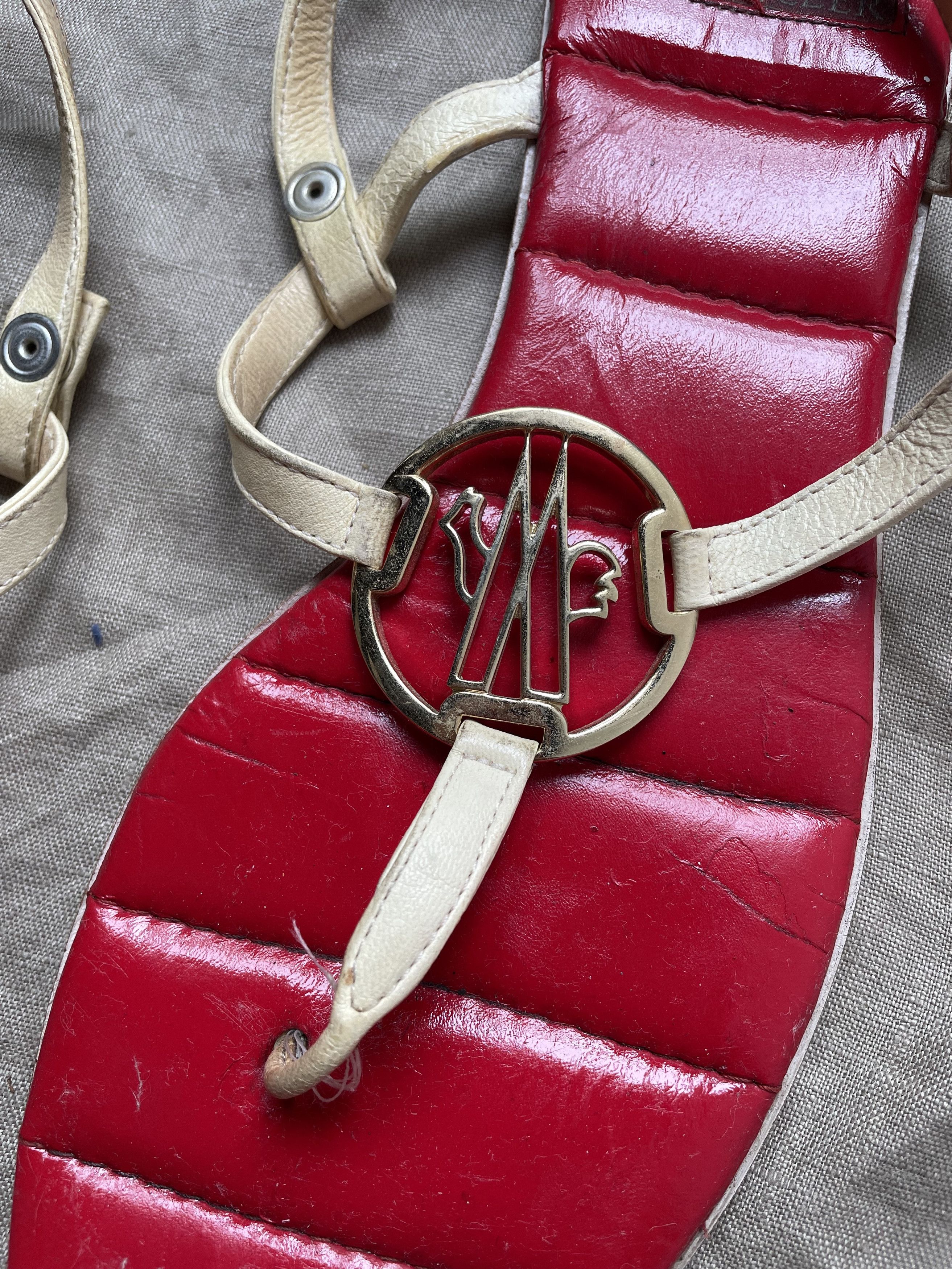 Moncler Moncler Big Logo Leather Sandals 7067AC Size US 10 / IT 40 - 2 Thumbnail