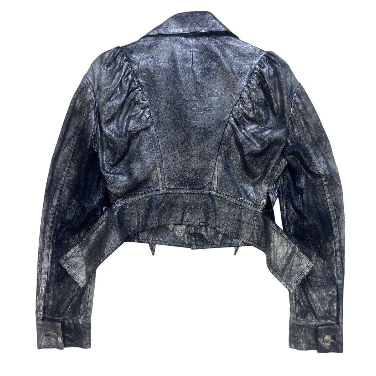 Designer × Yohji Yamamoto 🔥Yohji Yamamoto Silver Metallic Foil Cropped Jacket Size S / US 4 / IT 40 - 4 Thumbnail