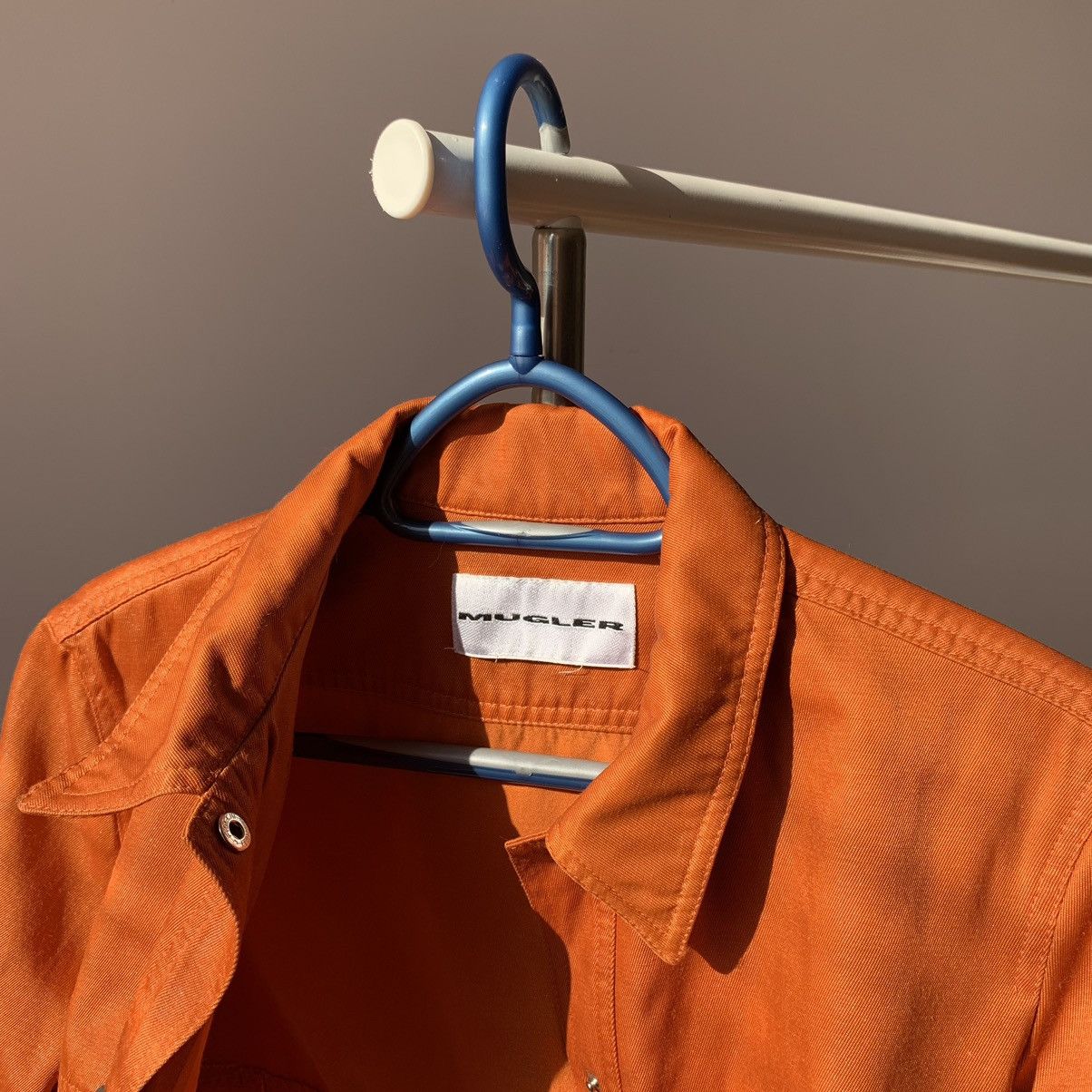 Mugler × Thierry Mugler × Vintage 2000`s Mugler Classic Collar Press-Stud Orange Jacket Size S / US 4 / IT 40 - 8 Thumbnail