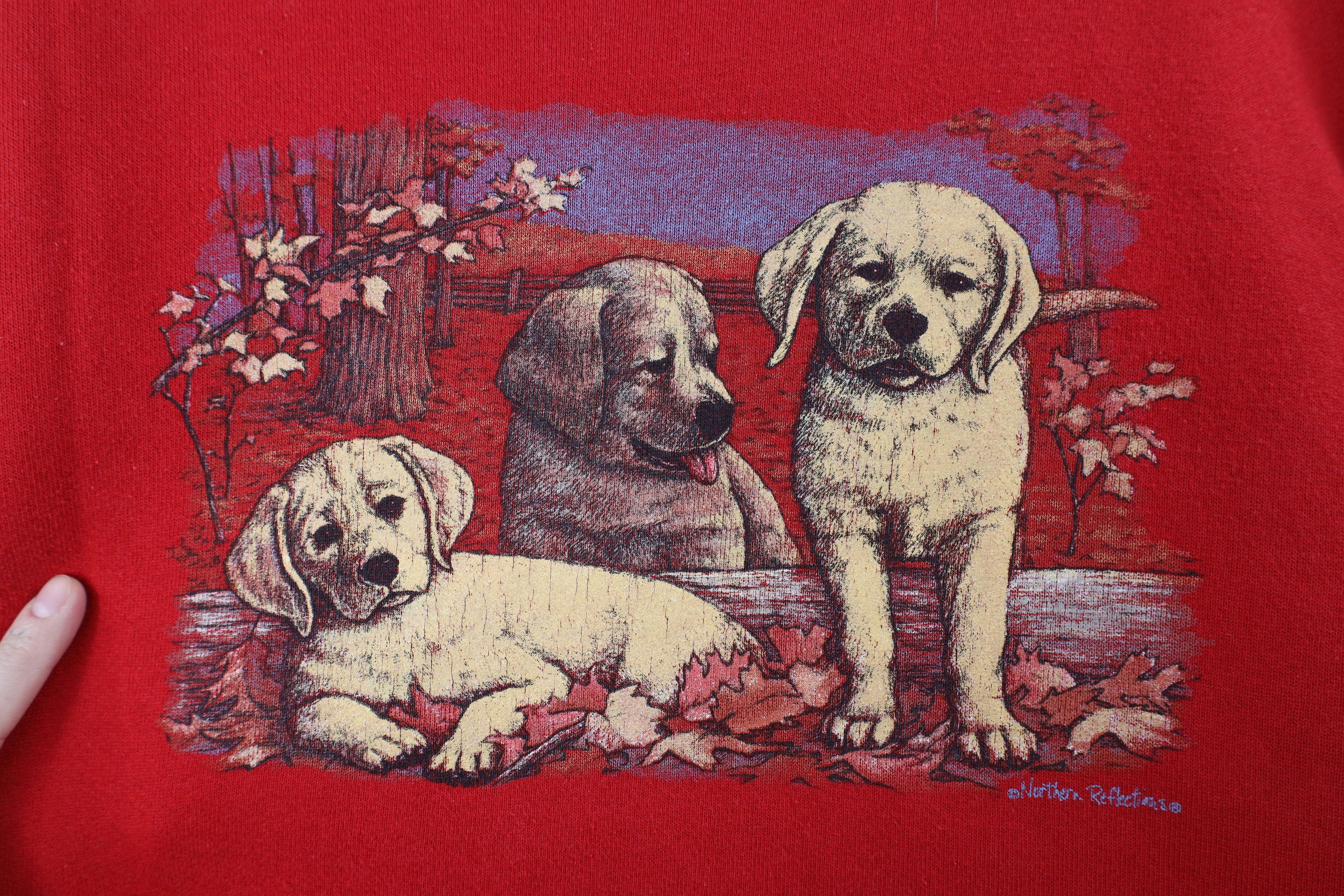 Vintage Vintage 90s Streetwear Puppy Dog Nature Sweatshirt Red USA Size L / US 10 / IT 46 - 4 Thumbnail
