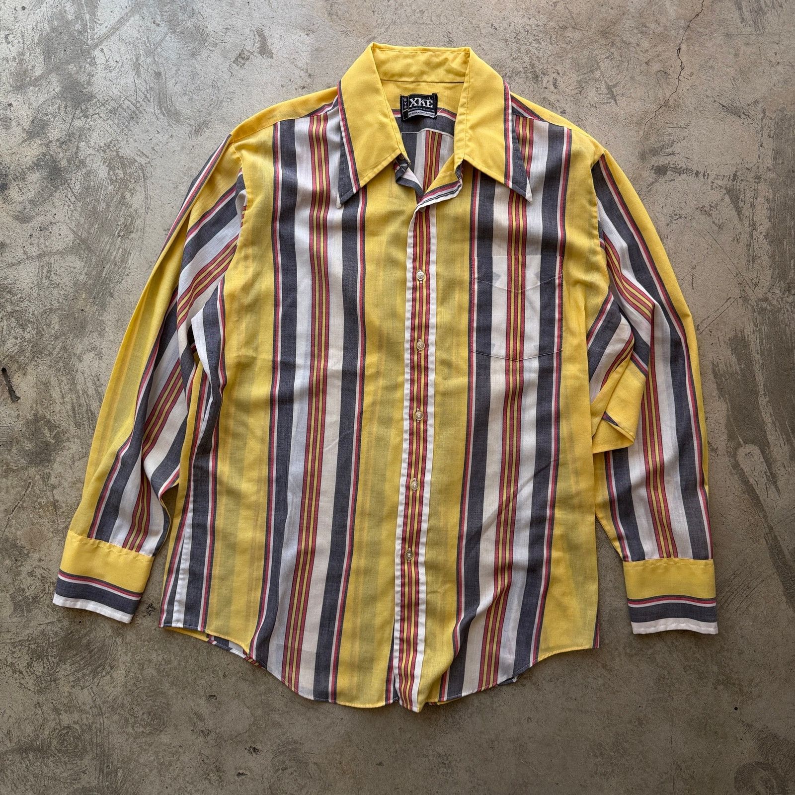 Other Vintage 70s BVD XKÉ Striped Dagger Collar button Shirt Size US L / EU 52-54 / 3 - 1 Thumbnail