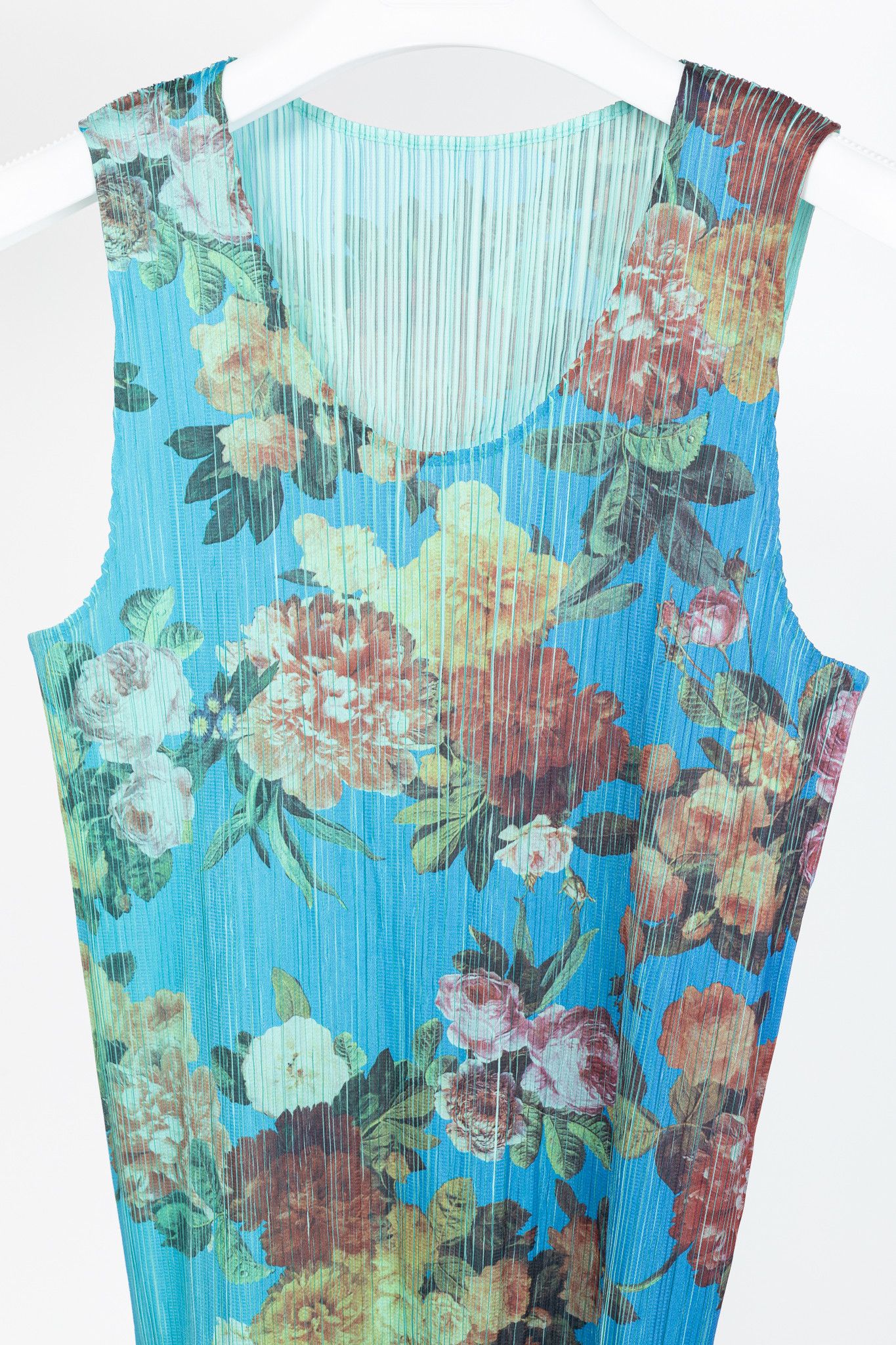 Pleats Please Issey Miyake Pleats Please Issey Miyake AW94 Blue Floral Tank Size L / US 10 / IT 46 - 3 Thumbnail