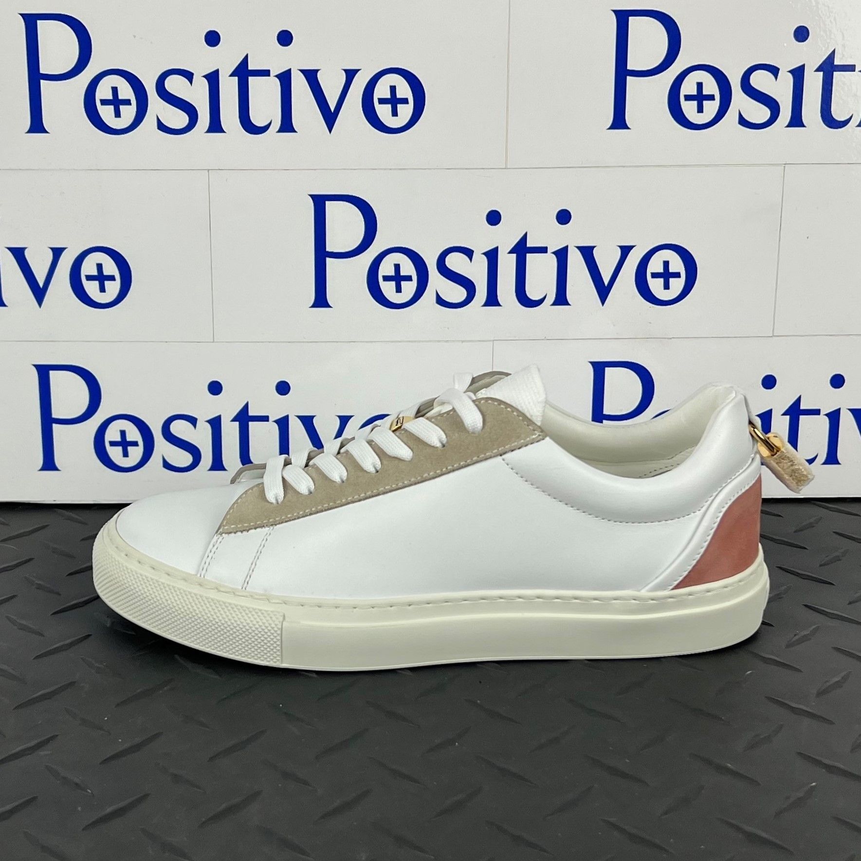 image of Buscemi Womens Tennis Lock White/pink Sneakers Us 7 Eu 37 in White/Dusty Pink