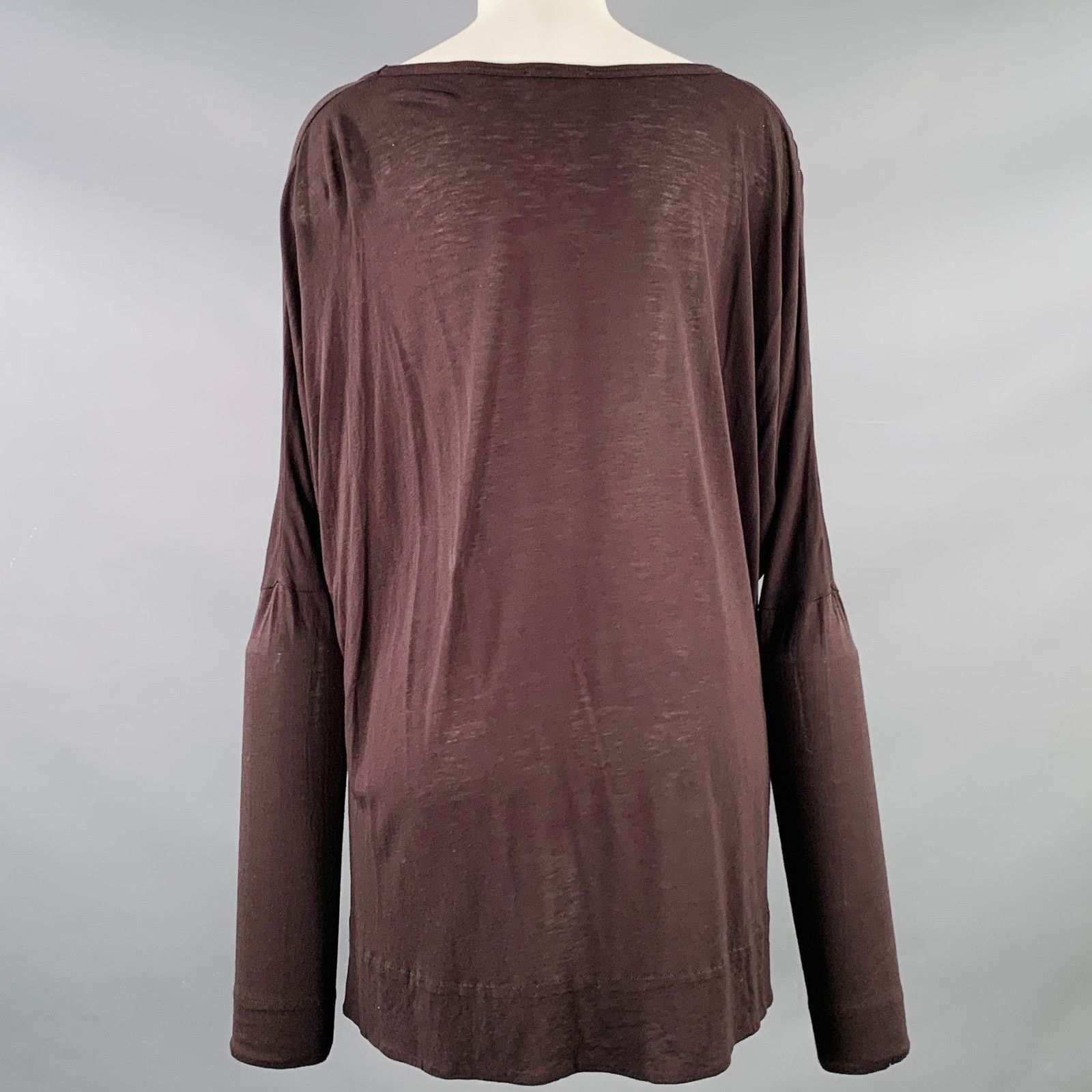 Ann Demeulemeester ANN DEMEULEMEESTER Size M Brown Jersey Scoop Neck Casual Top Size S / US 4 / IT 40 - 3 Thumbnail