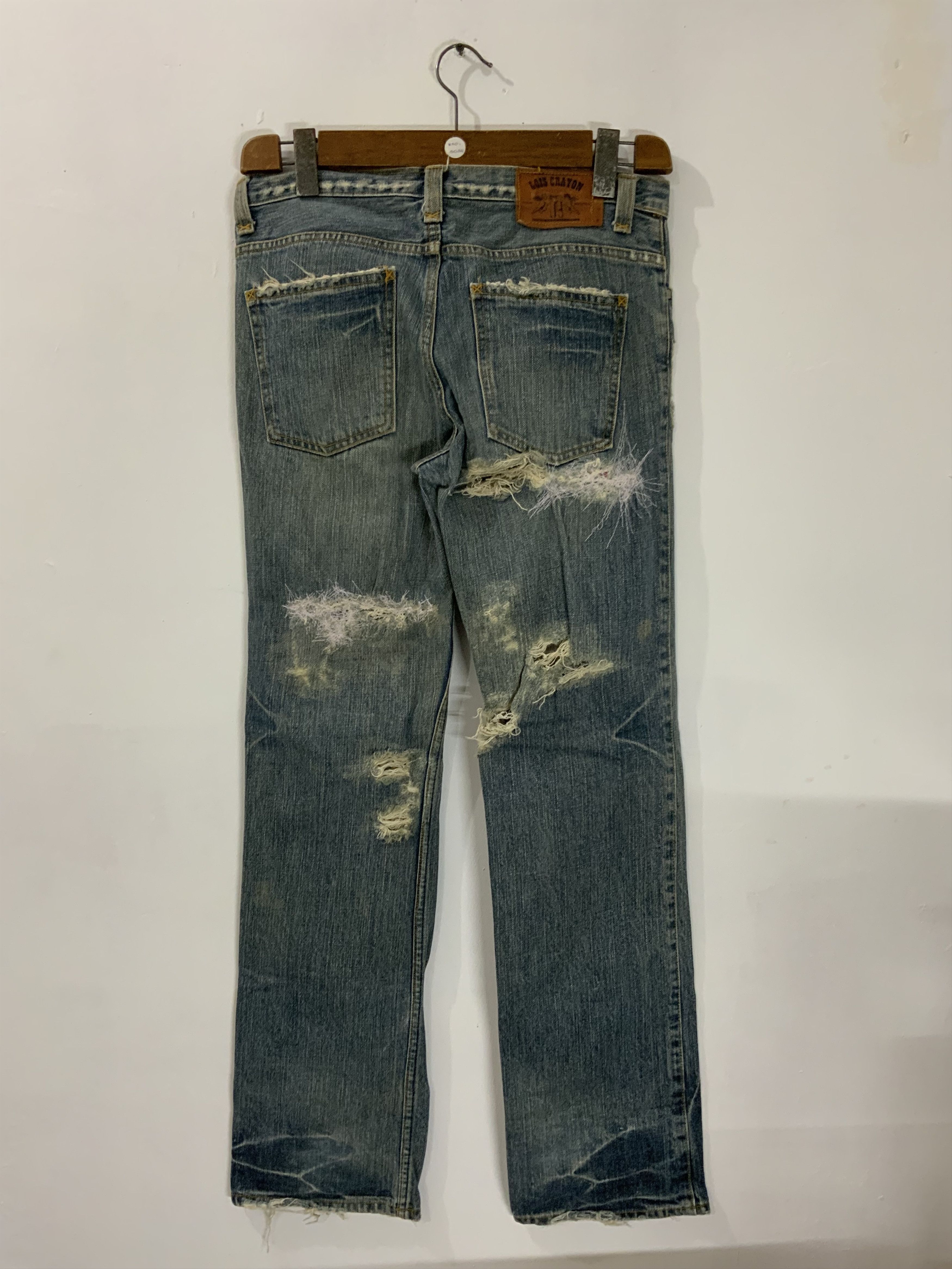 Japanese Brand Vintage Lois Crayon Atelier thirtyfour Distressed Denim Size US 31 - 2 Thumbnail