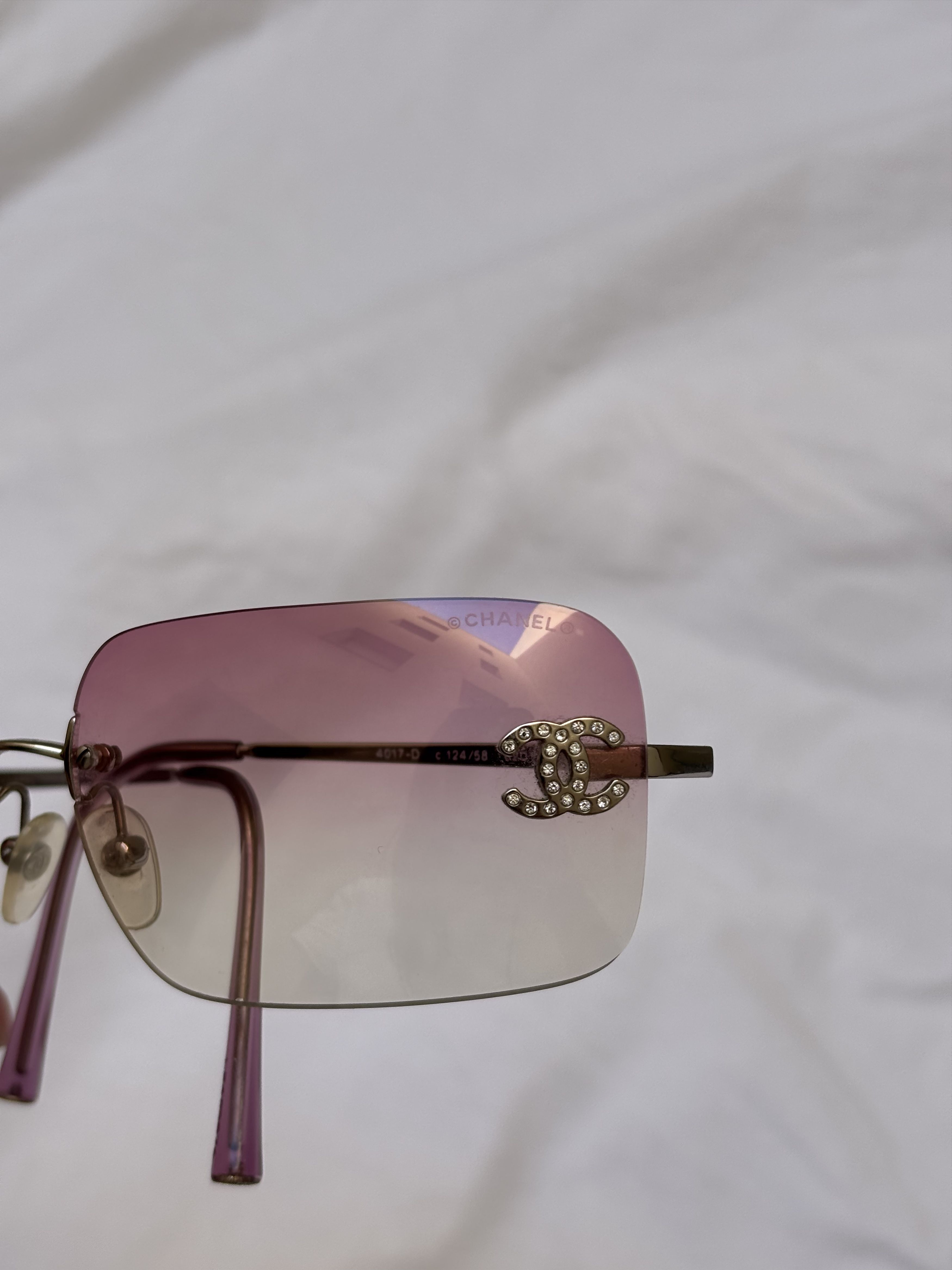 Chanel Chanel Sunglasses 4017 D CC Rhinestone Logo Rimless Size ONE SIZE - 4 Thumbnail