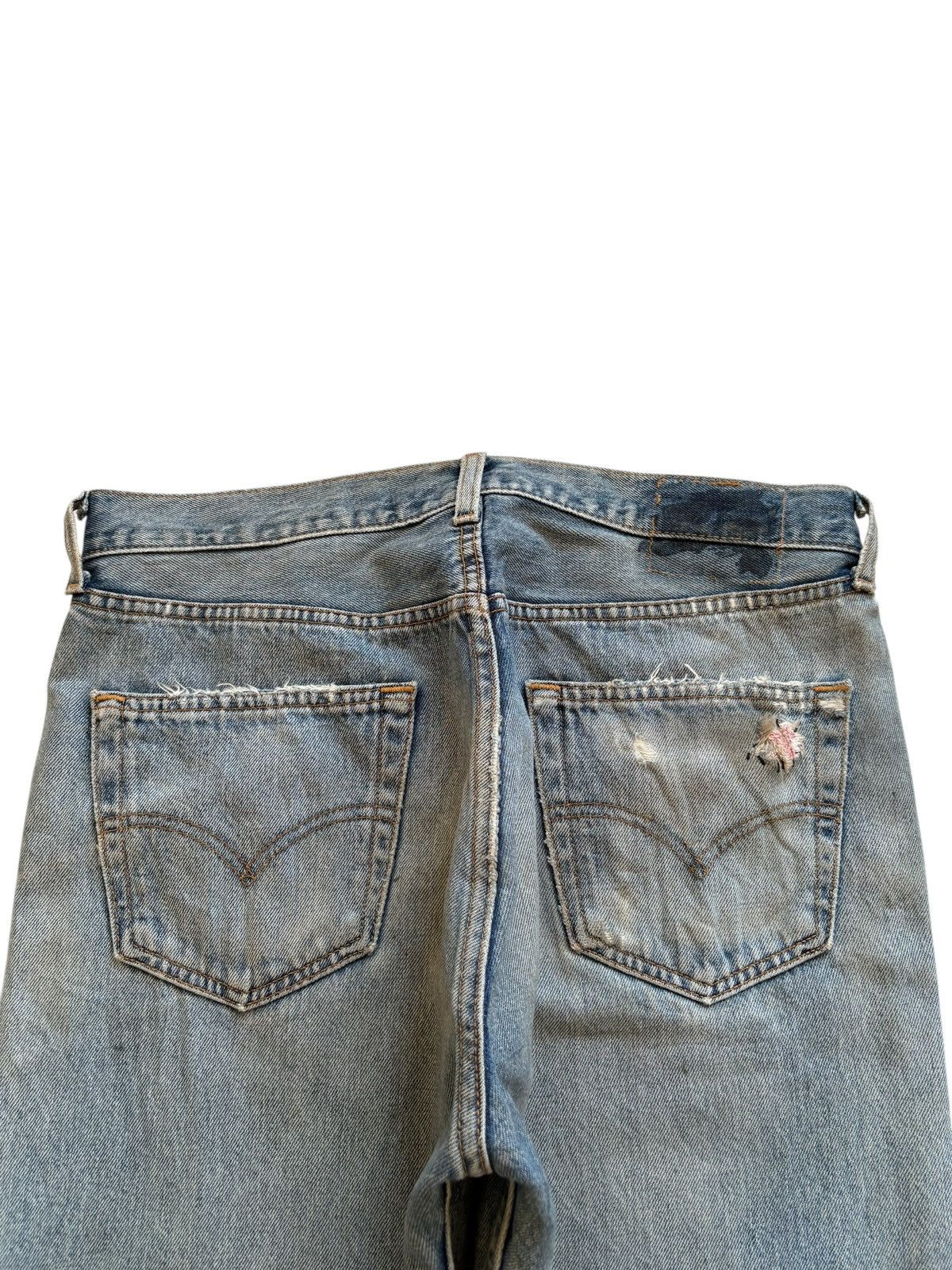 Levi's Vintage 90s Levis 501 Mud Wash Distress Ripped Loose Jeans Size US 33 - 8 Thumbnail
