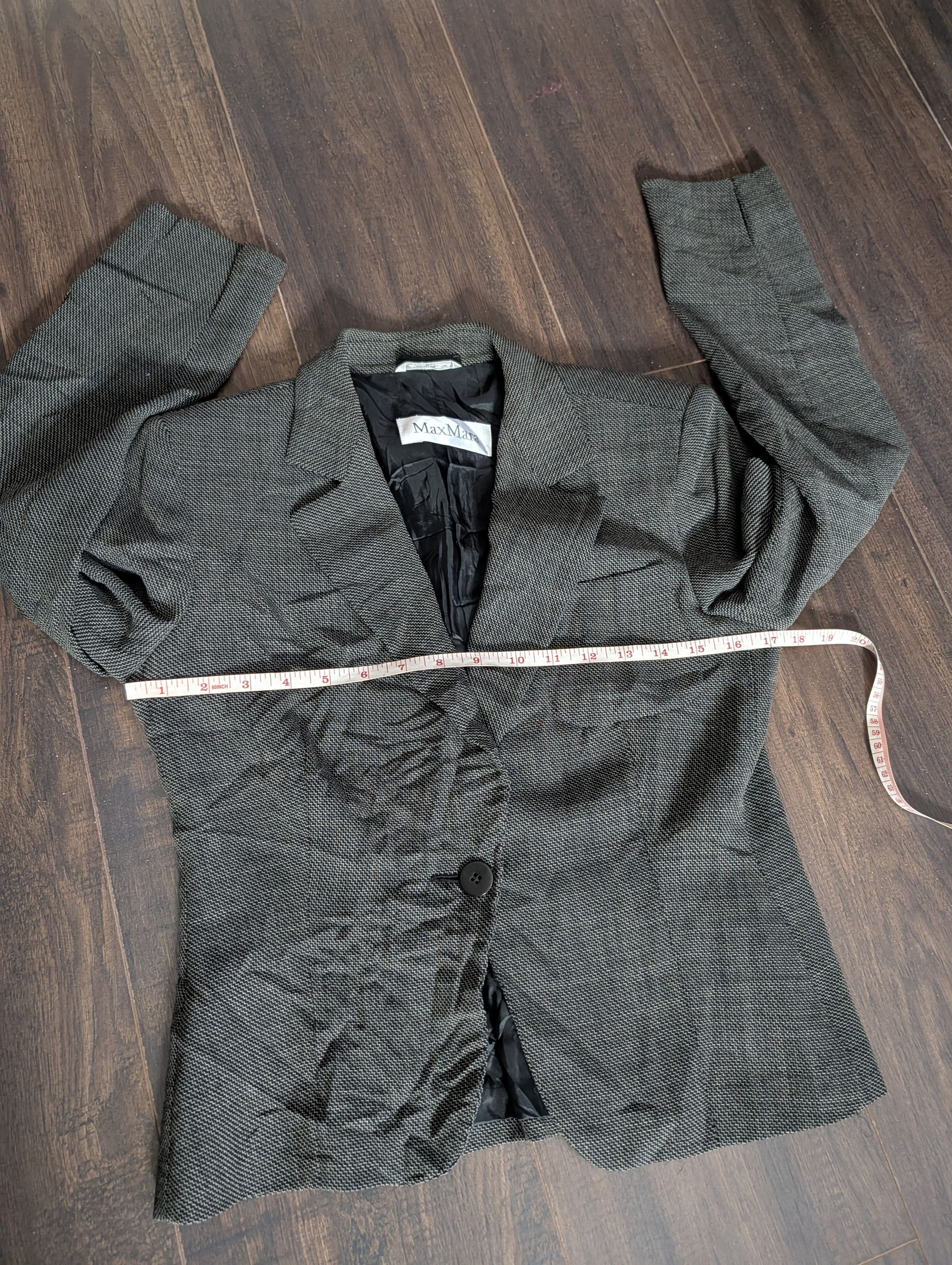 Max Mara Gray zigzag knit strong shoulder virgin wool 1-button jacket Size M / US 6-8 / IT 42-44 - 15 Thumbnail