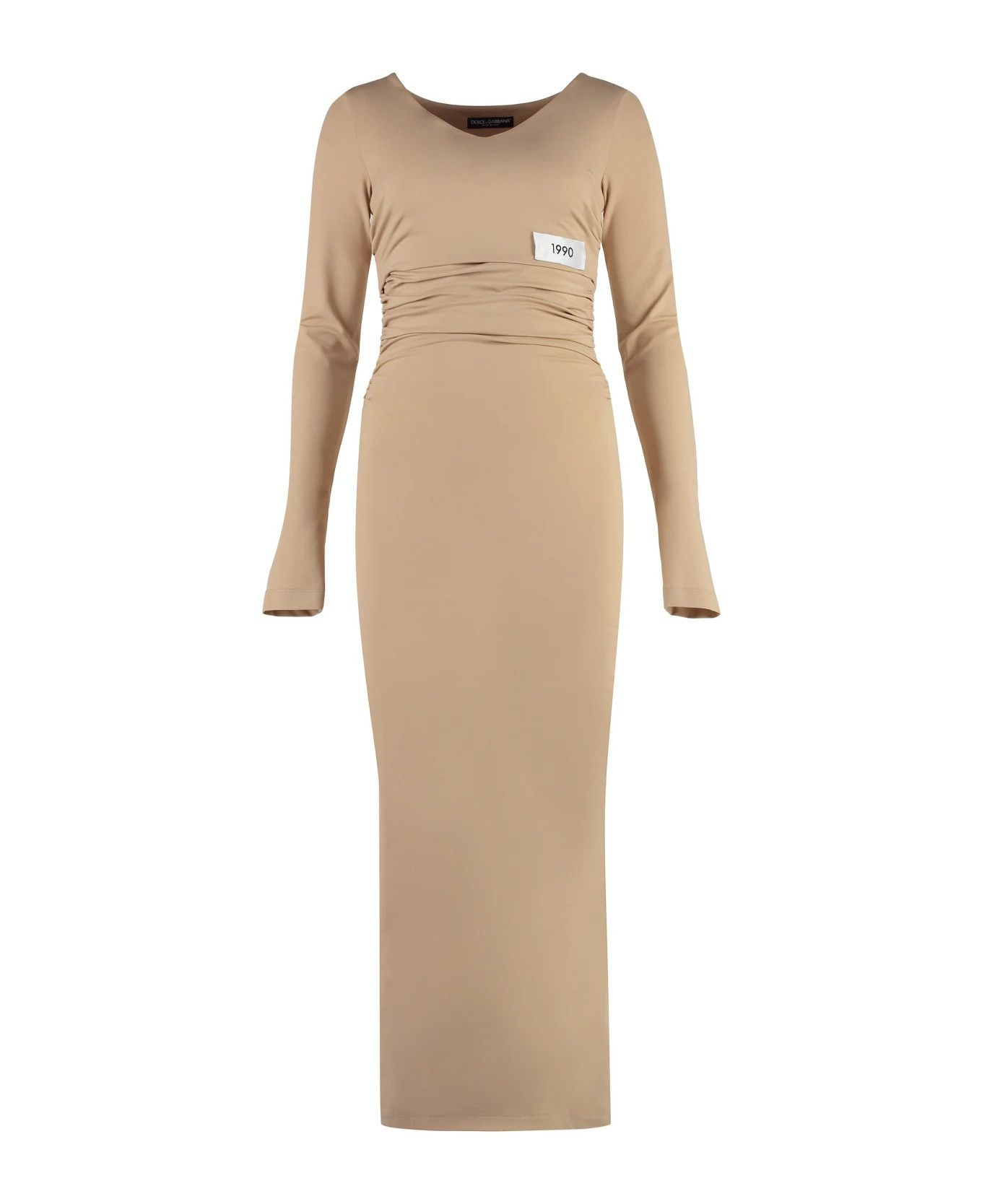 Dolce & Gabbana o1y0825 Midi Dress in Beige Size S / US 4 / IT 40 - 1 Thumbnail