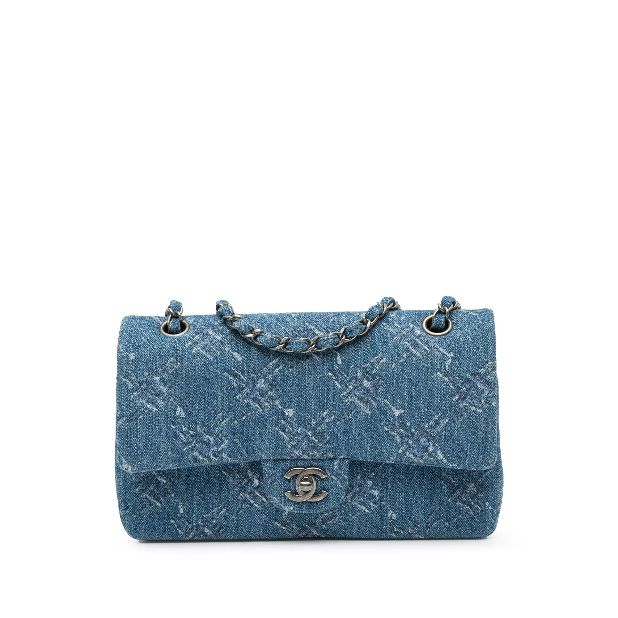 Chanel Chanel Medium Classic Printed Denim Double Flap Blue Size ONE SIZE - 1 Thumbnail