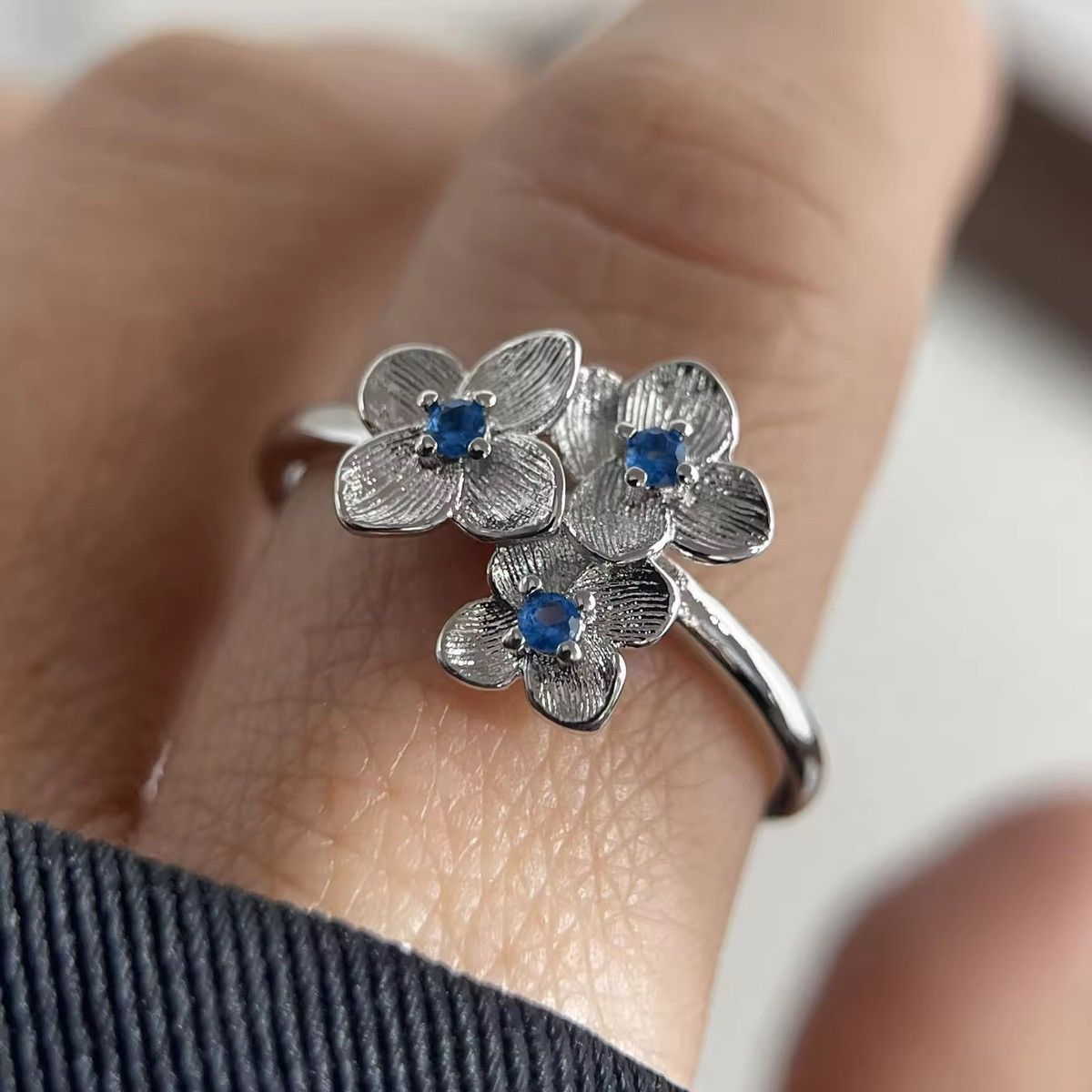Other Blue Flower Zircon Resizeable Ring Size ONE SIZE - 2 Thumbnail