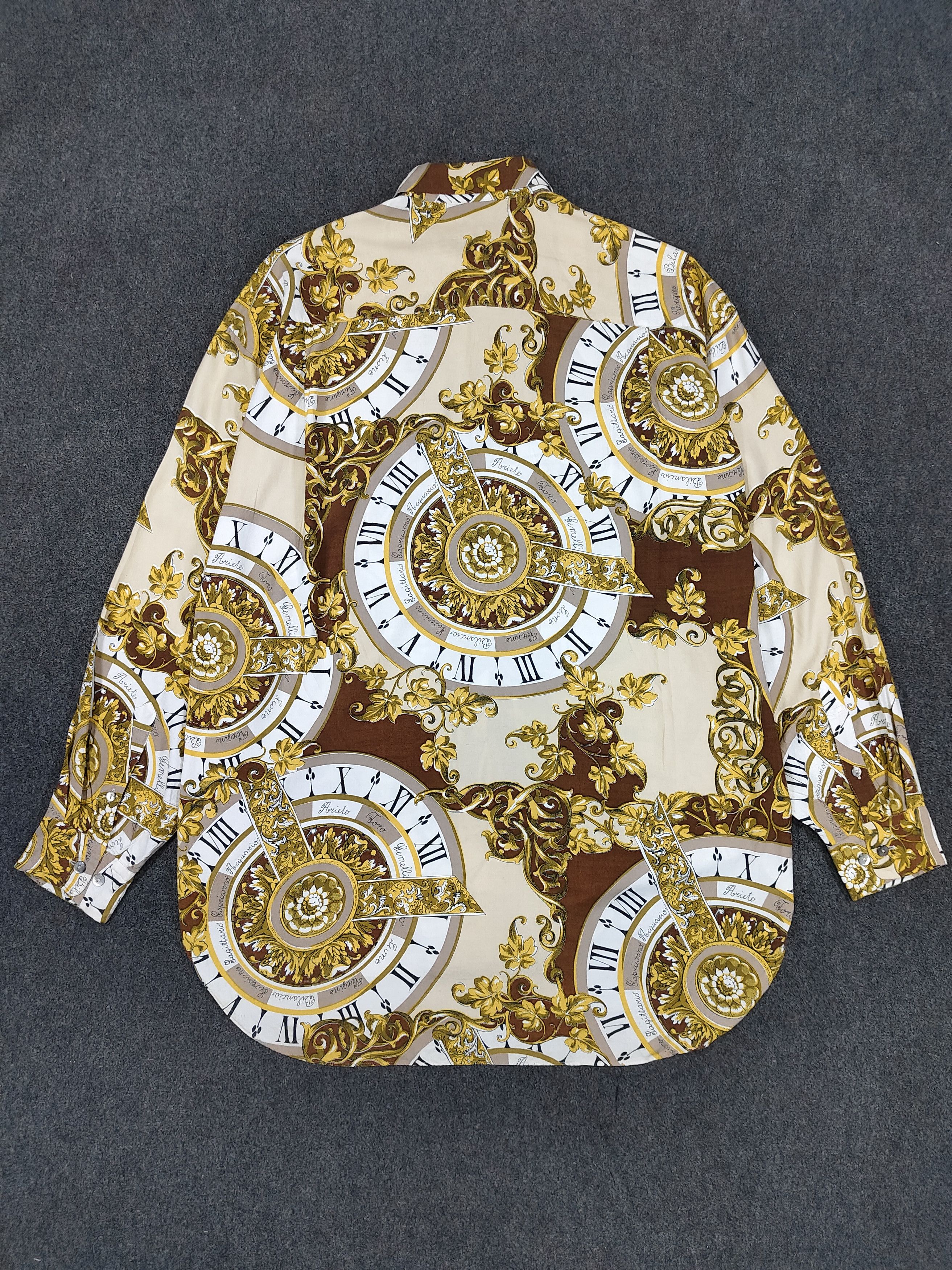 Yoshiyuki Konishi 90s Ficce 🇯🇵 Baroque Gold Roman Numeral Graphic Rayon Size US L / EU 52-54 / 3 - 6 Thumbnail
