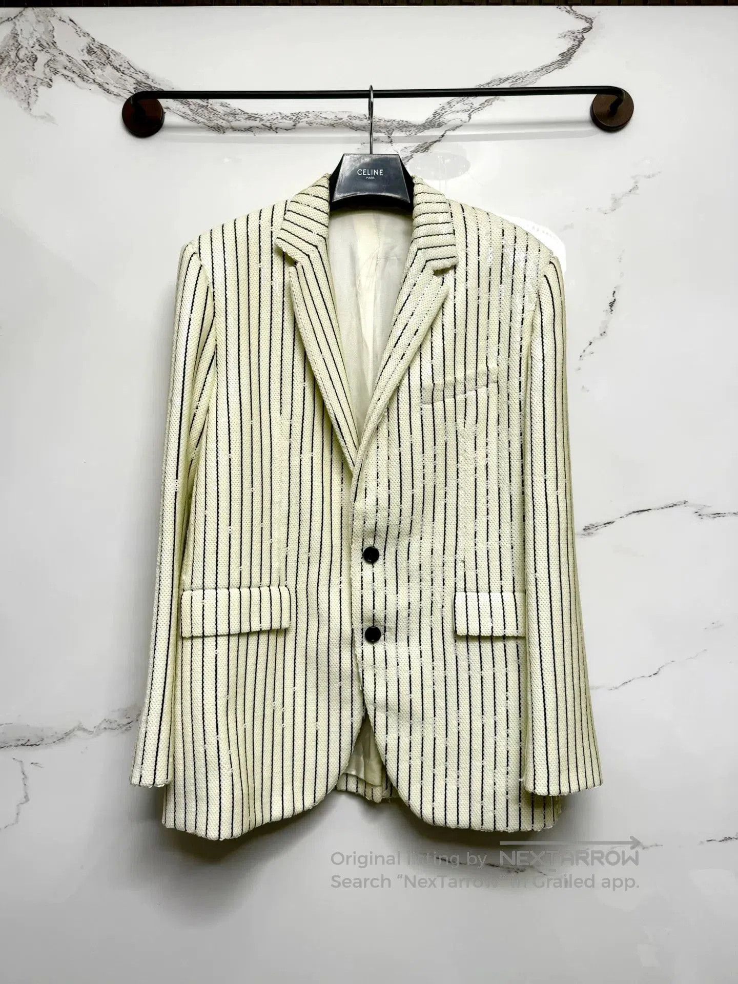 Celine celine striped blazer in black and white. Size L / US 10 / IT 46 - 1 Thumbnail