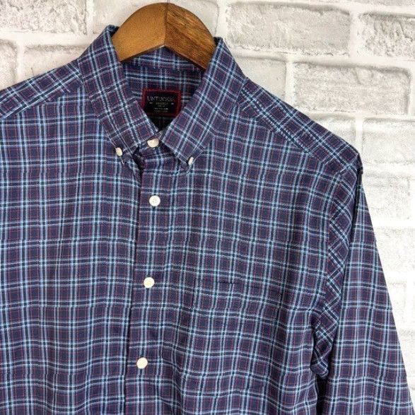 UNTUCKit UNTUCKit Shirt Navy Plaid Slim Fit 100% Polyester Button Up Mens MEDIUM Size US M / EU 48-50 / 2 - 2 Thumbnail