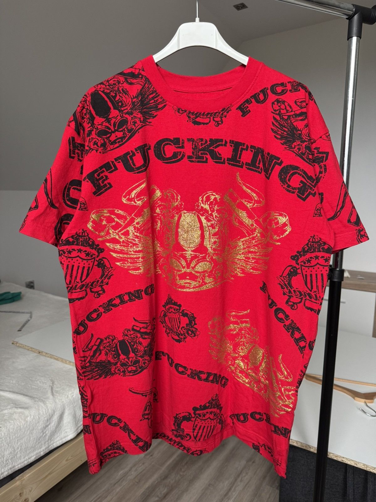 Affliction × Japanese Brand FU$KING Affliction Type Red T-shirt XL Fubu Rap Hip-hop Size US XL / EU 56 / 4 - 9 Thumbnail