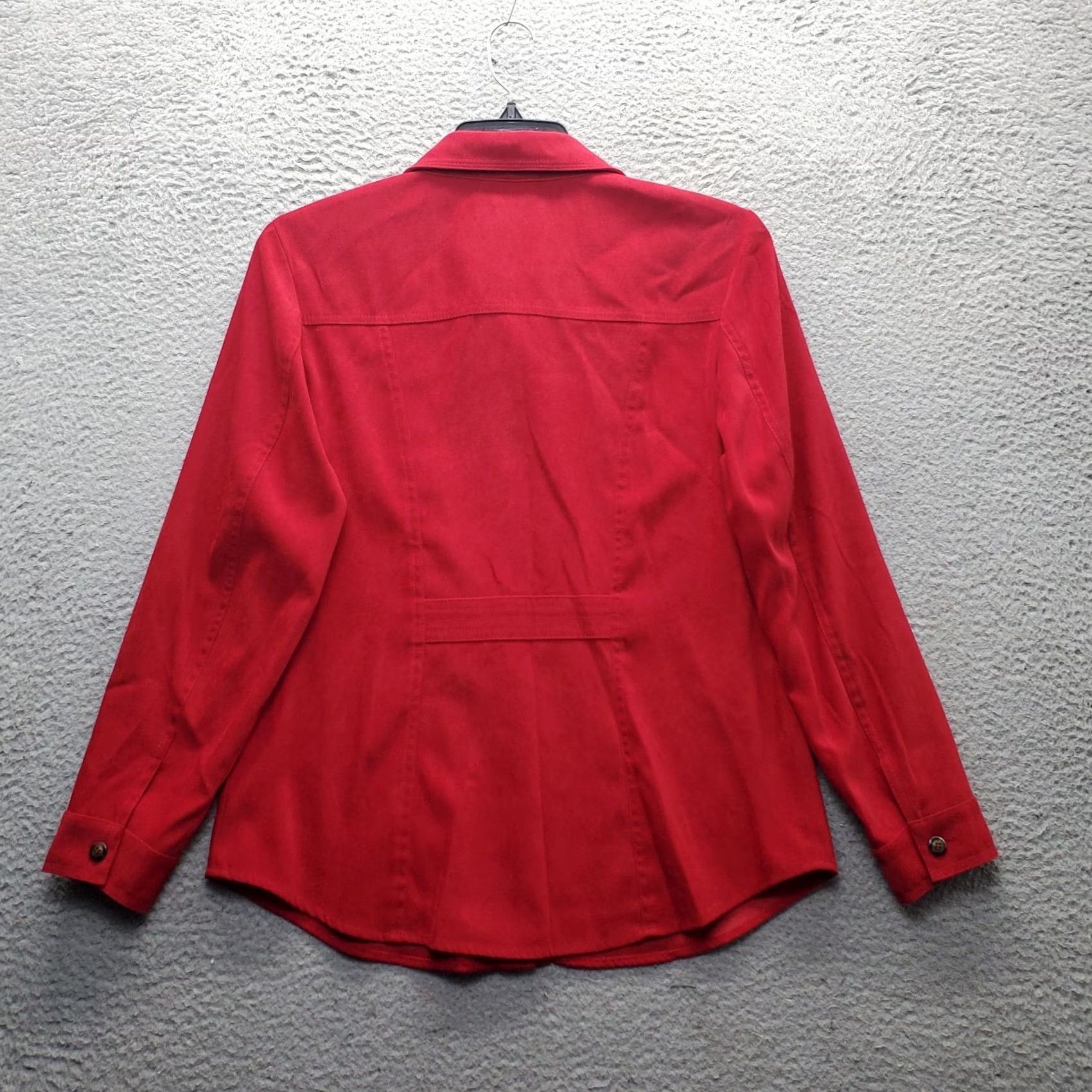Talbots Talbots Shirt Womens Size M Red Twill Stretch Wrinkle Free Collared Button Up Size M / US 6-8 / IT 42-44 - 2 Thumbnail