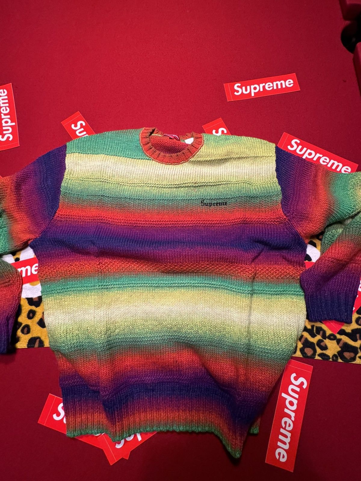 image of Supreme Gradient Striped Multi Colored Sweater, Men's (Size XL)