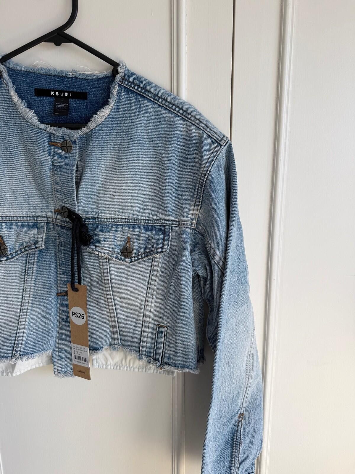 Ksubi new Ksubi womens denim Jacket top small s 8 blue torn up 1 Size S / US 4 / IT 40 - 4 Thumbnail