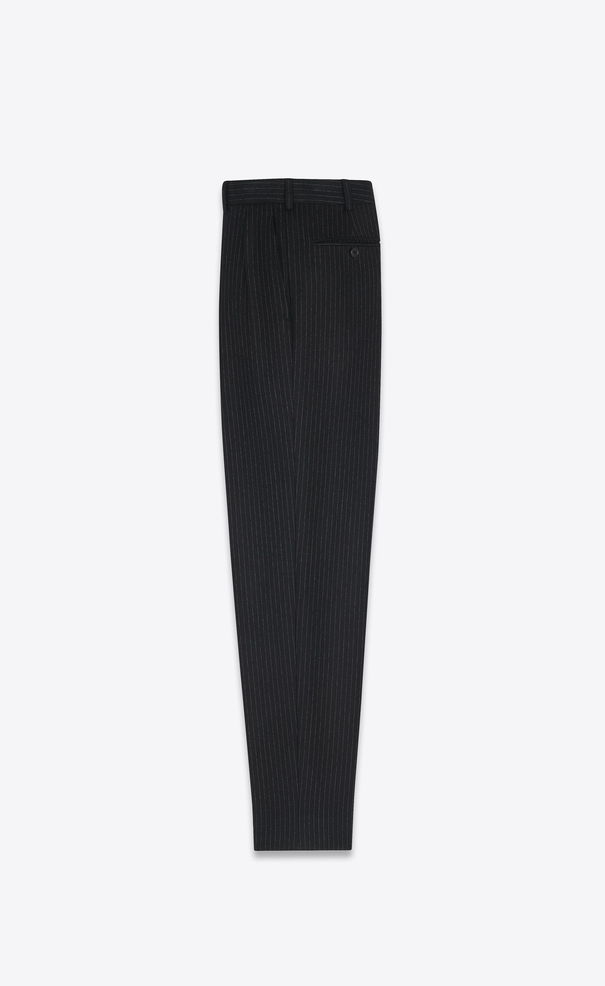 Saint Laurent Paris o1s1wg110125 706471 Carrot-Fit Pant in Pinstripe Wool Size US 32 / EU 48 - 2 Thumbnail