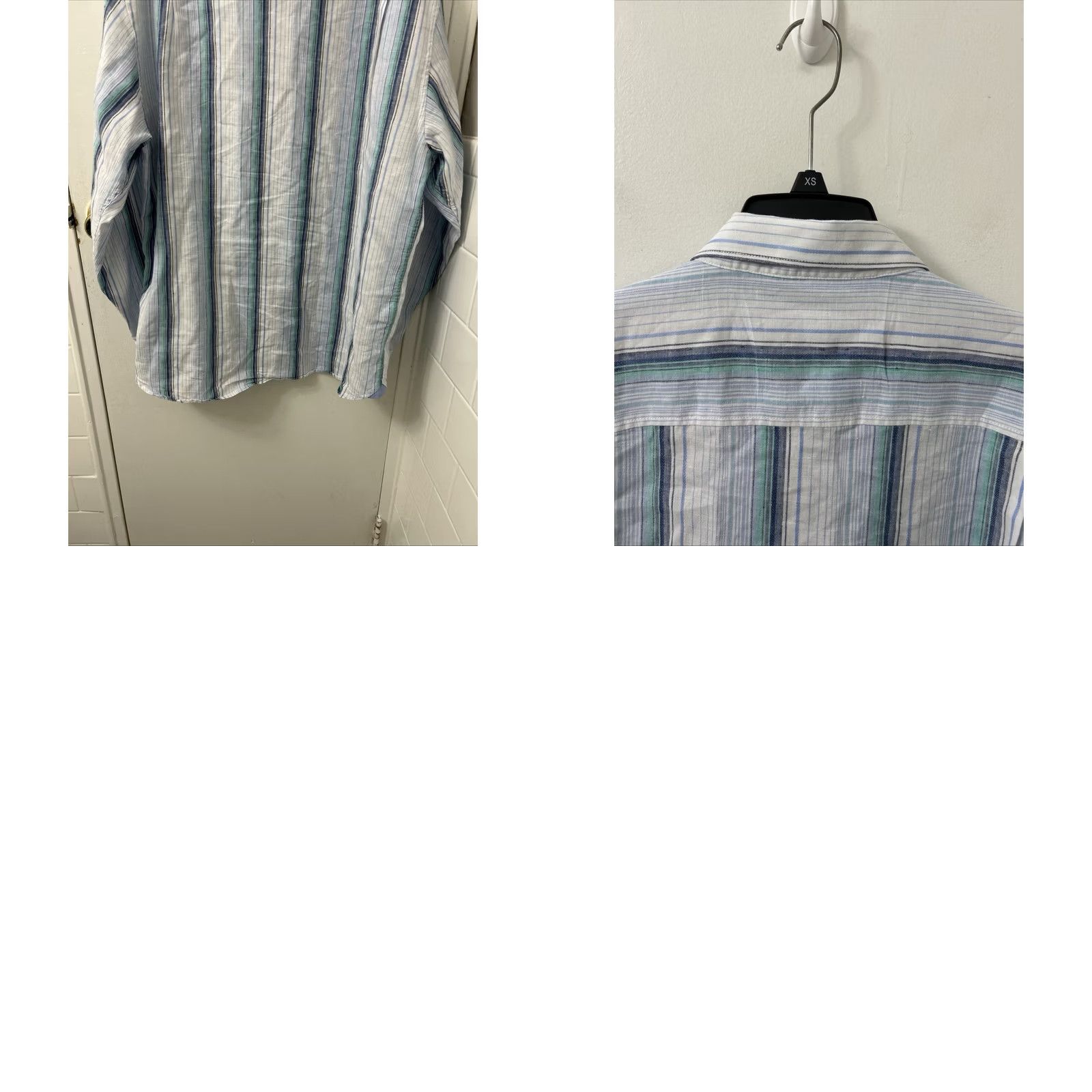 Tommy Bahama Tommy Bahama Shirt Mens Large White Blue Striped Linen Blend Button Down L/S Size US L / EU 52-54 / 3 - 9 Thumbnail