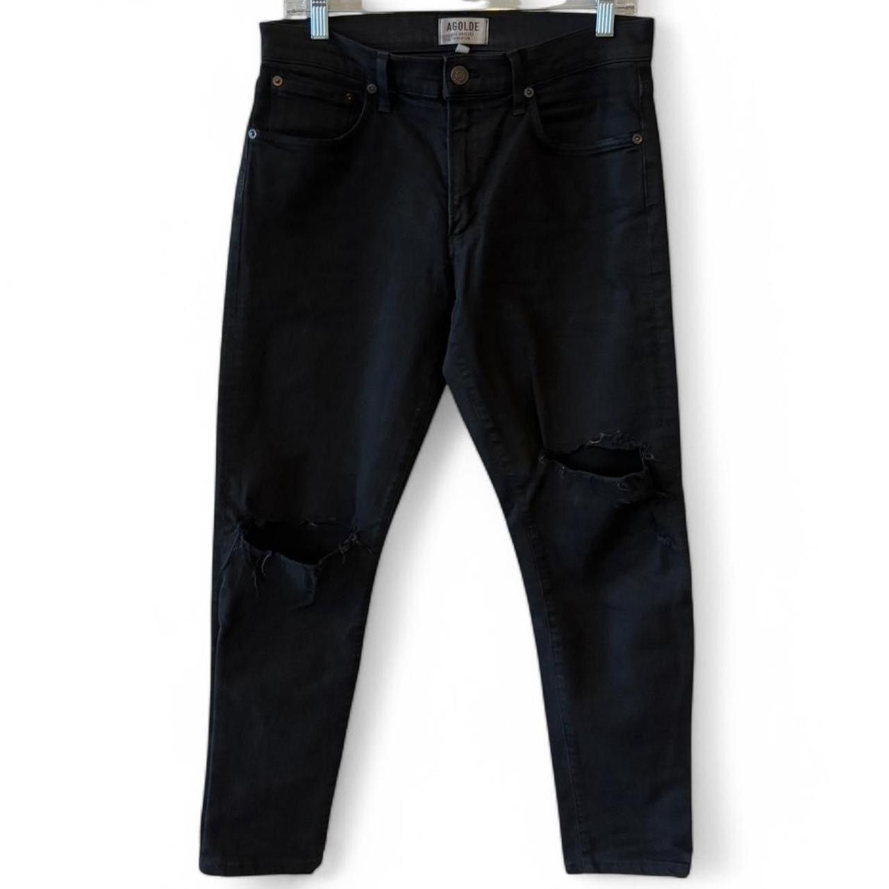 Agolde Feel Good Men’s Black Ripped Knee Skinny Jeans
