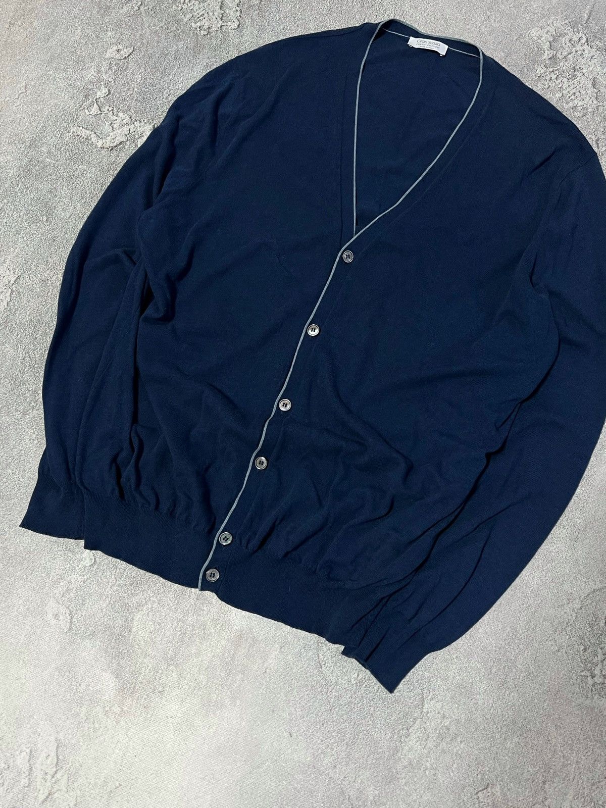 Gran Sasso Gran Sasso Button Cardigan V Neck Cotton Sweater Blue Sz 58 Size US XL / EU 56 / 4 - 3 Thumbnail