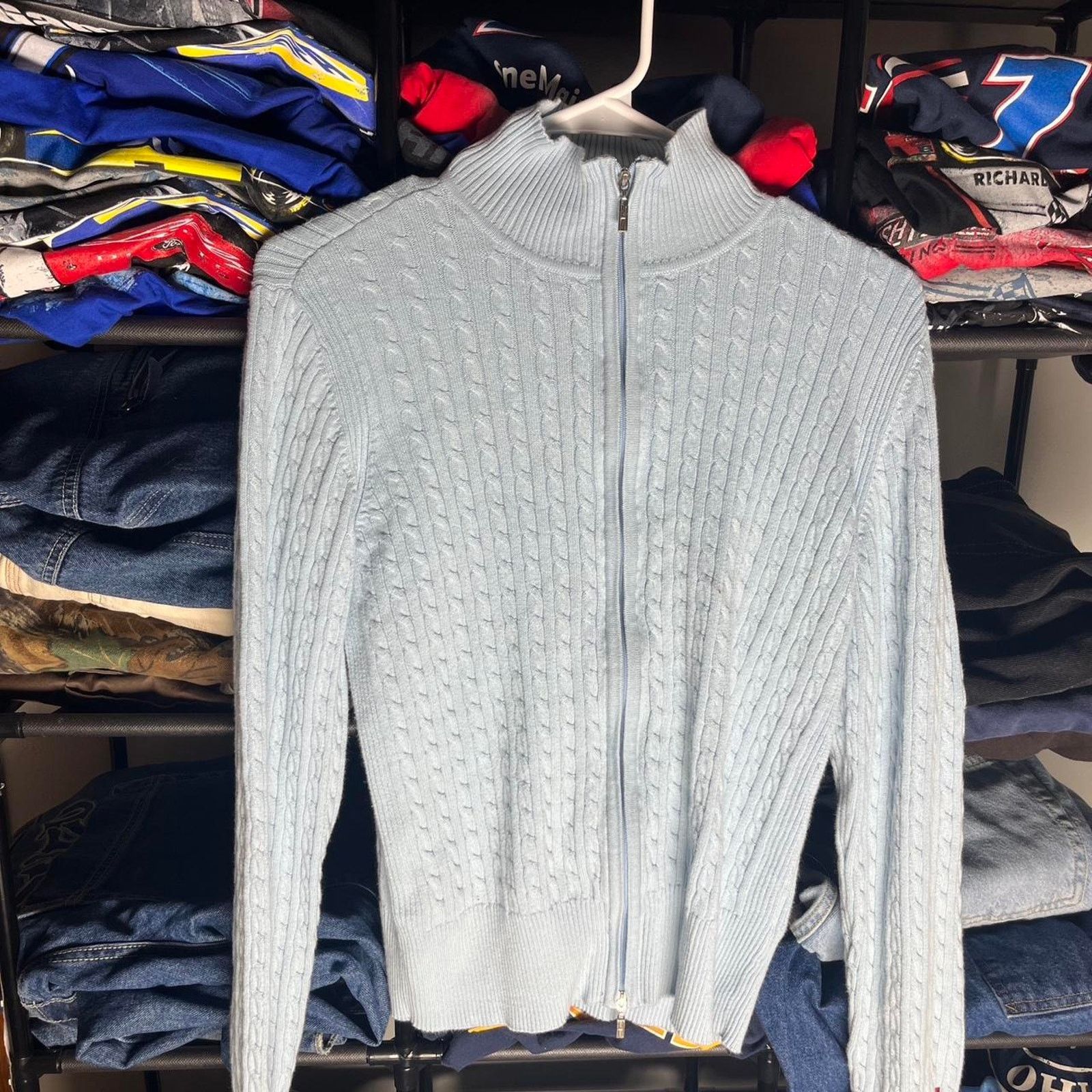 Tommy Hilfiger Light blue tommy hilfiger zipup sweater Size M / US 6-8 / IT 42-44 - 1 Thumbnail