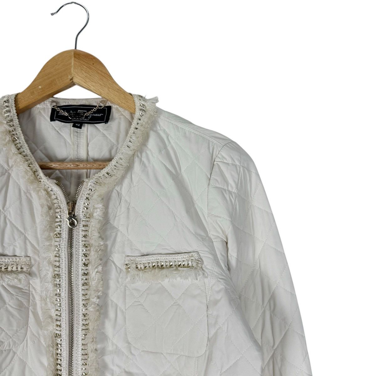 Salvatore Ferragamo ☀️SALVATORE FERRAGAMO TWEED ZIPPER JACKET Size M / US 6-8 / IT 42-44 - 4 Thumbnail