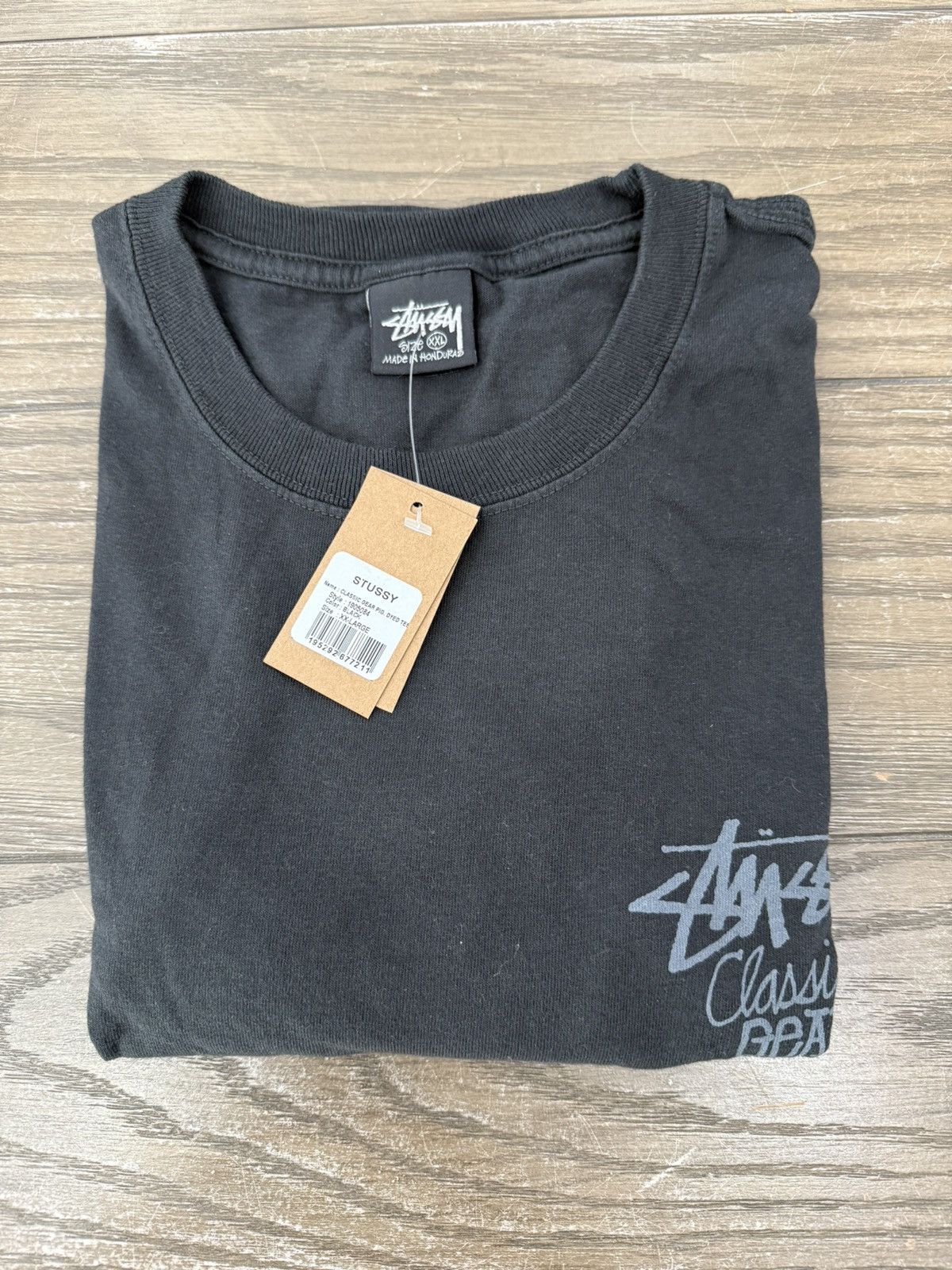 Stussy 🎱 Stussy Classic Gear Pigment Dyed Tee Shirt 2XL Black XXL 🎱 Size US XXL / EU 58 / 5 - 4 Thumbnail