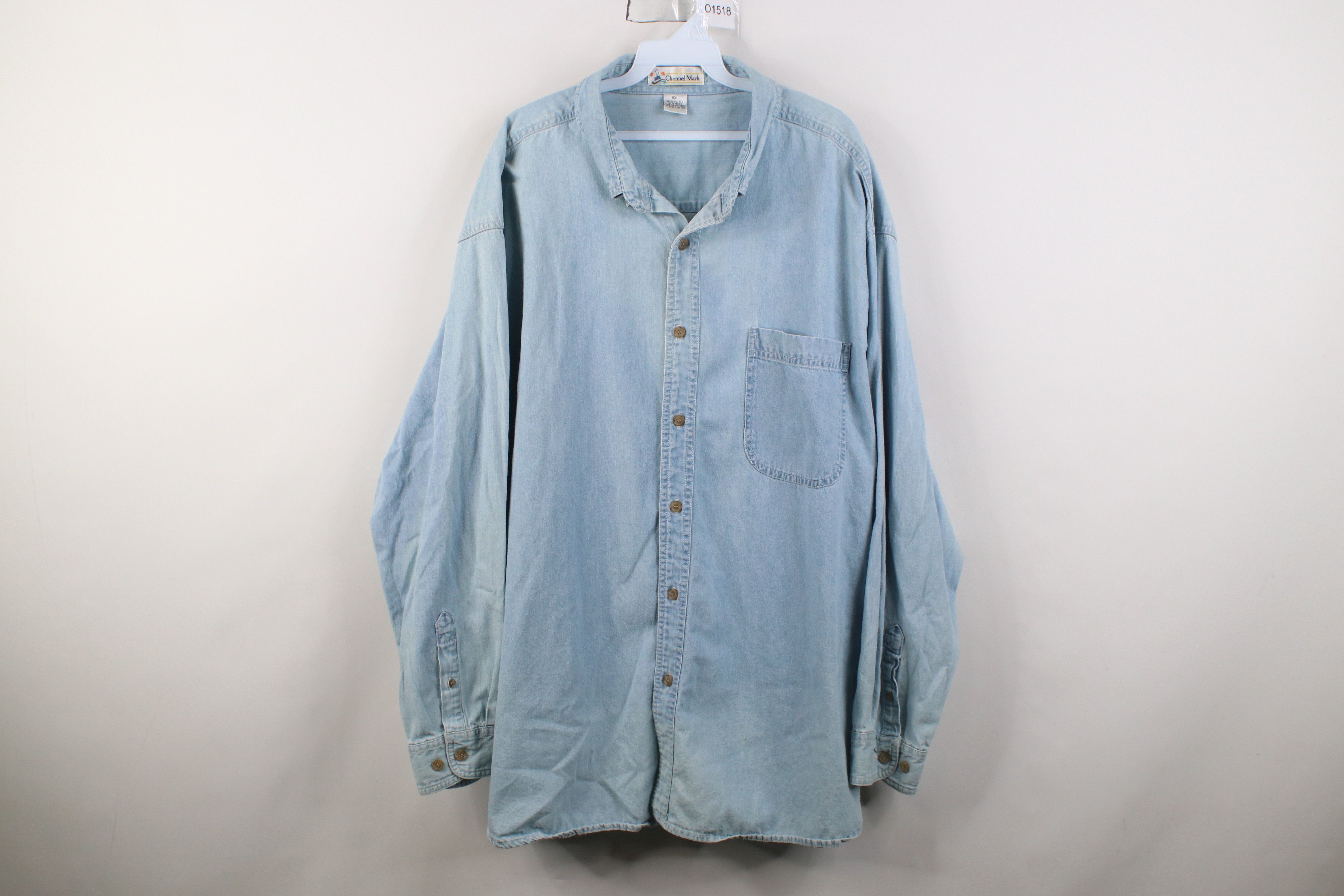 Vintage Vintage 90s Streetwear Collared Denim Jean Button Down Shirt Size US XXL / EU 58 / 5 - 1 Thumbnail