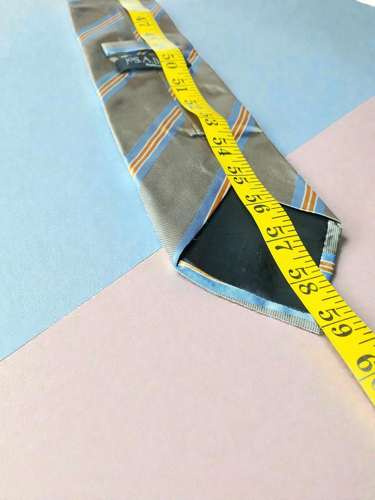 Jos. A. Bank Jos. A. Bank Silk Men's Tie Taupe with Blue and Orange Stri Size ONE SIZE - 5 Thumbnail