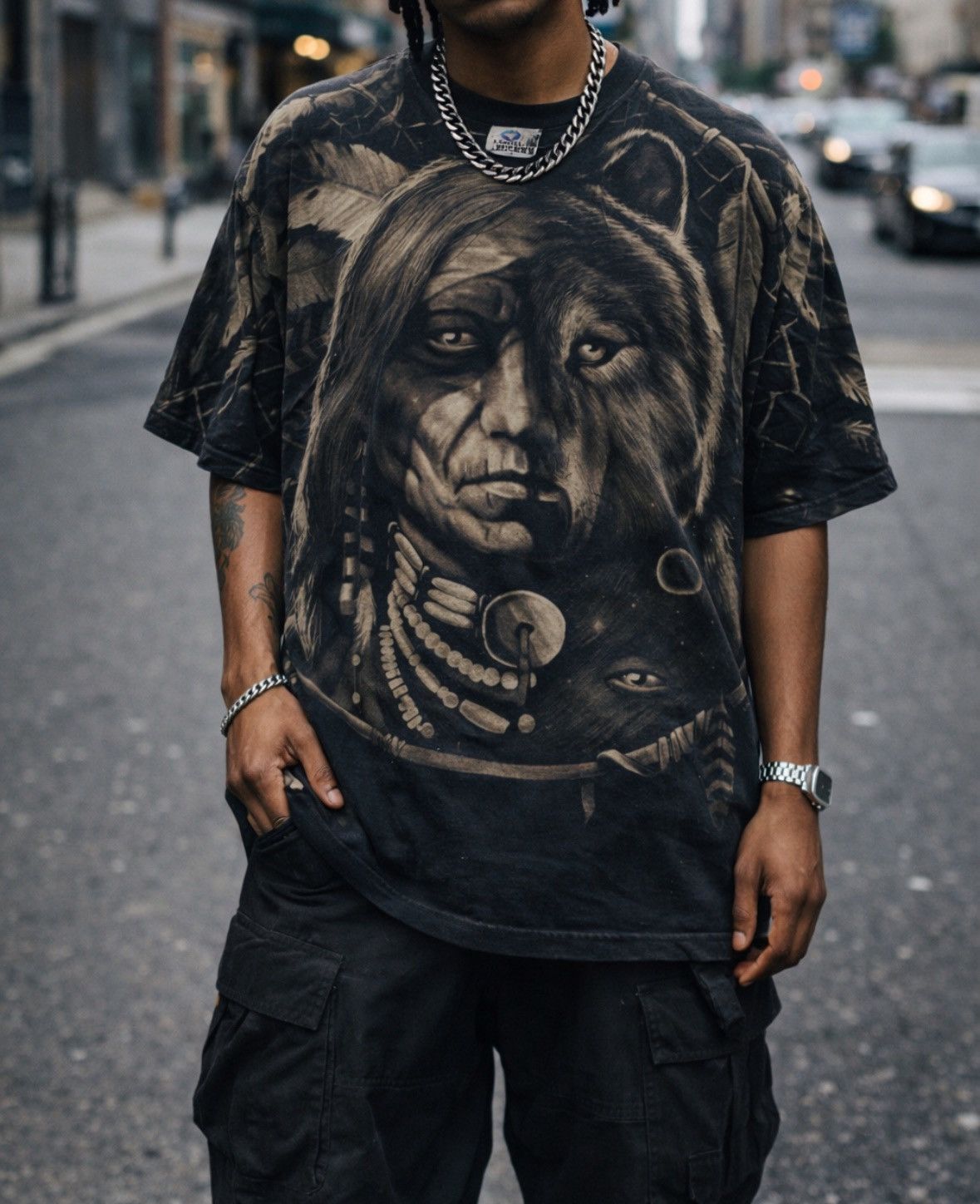 Liquid Blue Liquid Blue Native American Wolf Face All Over Print T-Shirt Size US XL / EU 56 / 4 - 1 Thumbnail