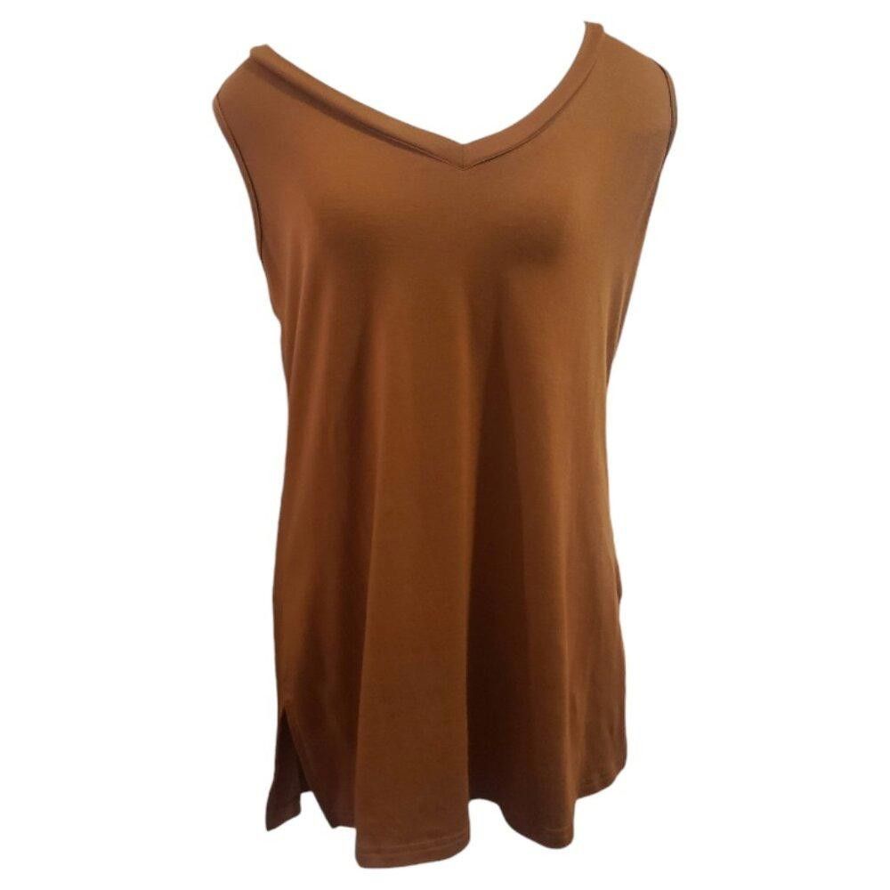 Designer CT1823 Ladies V-neck Brown Tank Top M Size M / US 6-8 / IT 42-44 - 1 Thumbnail
