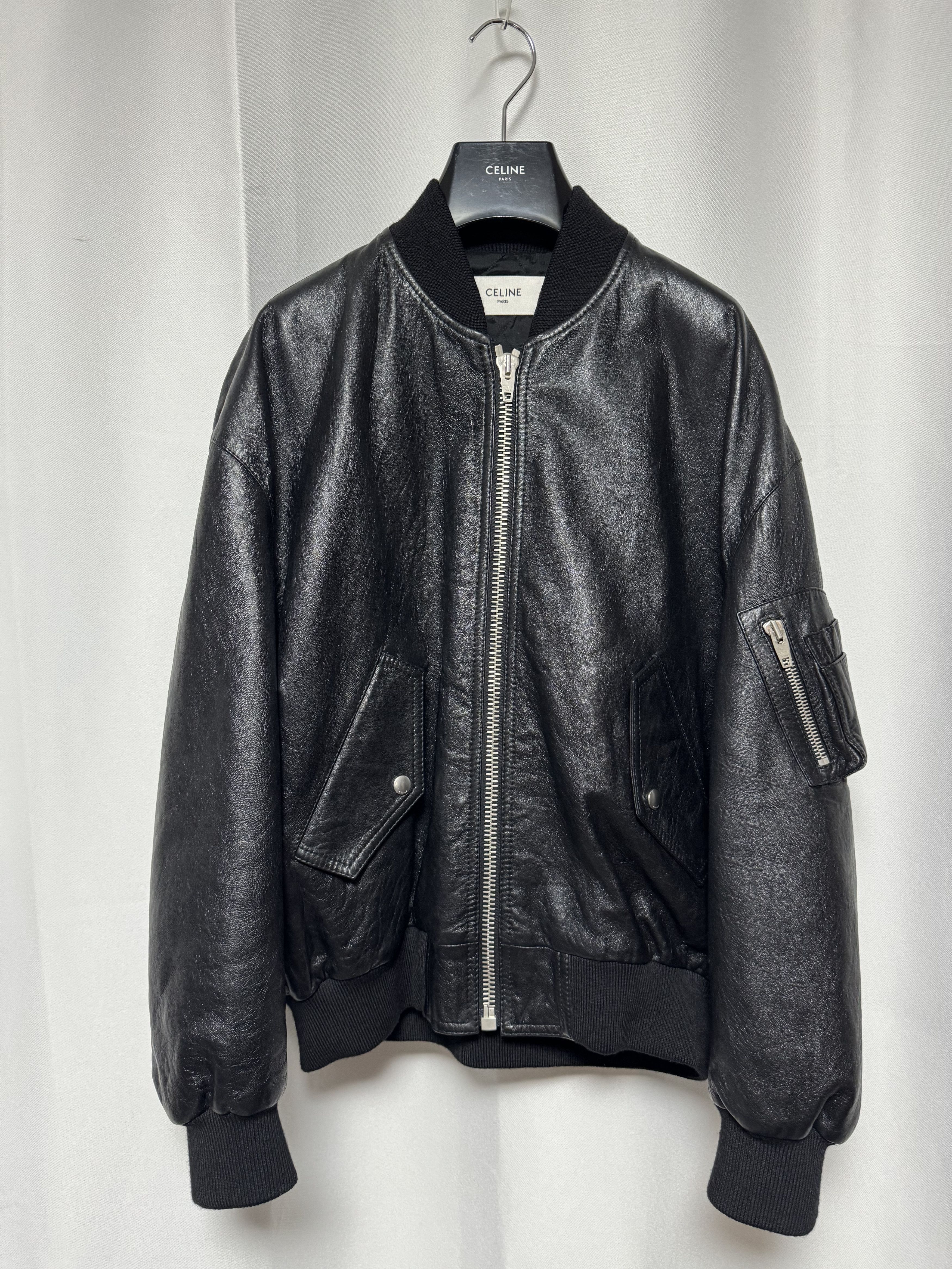 Celine SS22 Studded Logo Leather Bomber Jacket Size US S / EU 44-46 / 1 - 1 Thumbnail