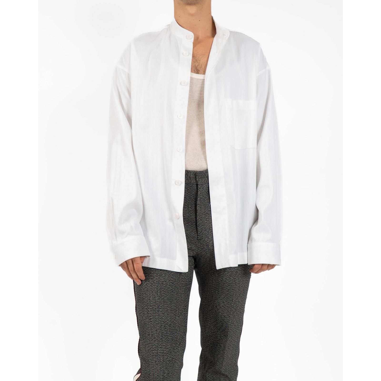 FW20 Oversized Mandarin Shirt in Silk & Cotton Jacquard