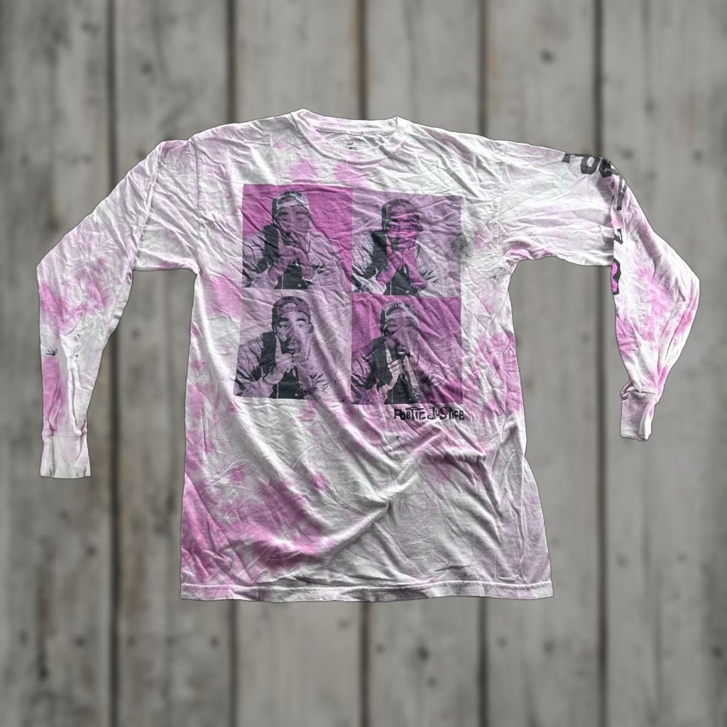Vintage Poetic Justice Mens M Pink Tie Dye Long Sleeve Graphic Shirt 90s Movie Hip Hop Crew Neck Size US M / EU 48-50 / 2 - 1 Thumbnail
