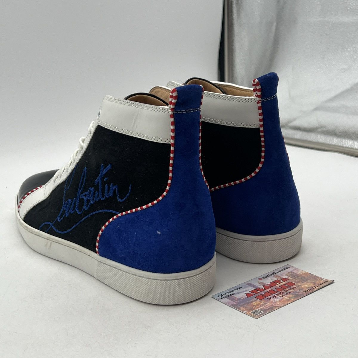 Louis Vuitton Christian Louboutin logo print black mogador Size US 13 / EU 46 - 4 Thumbnail