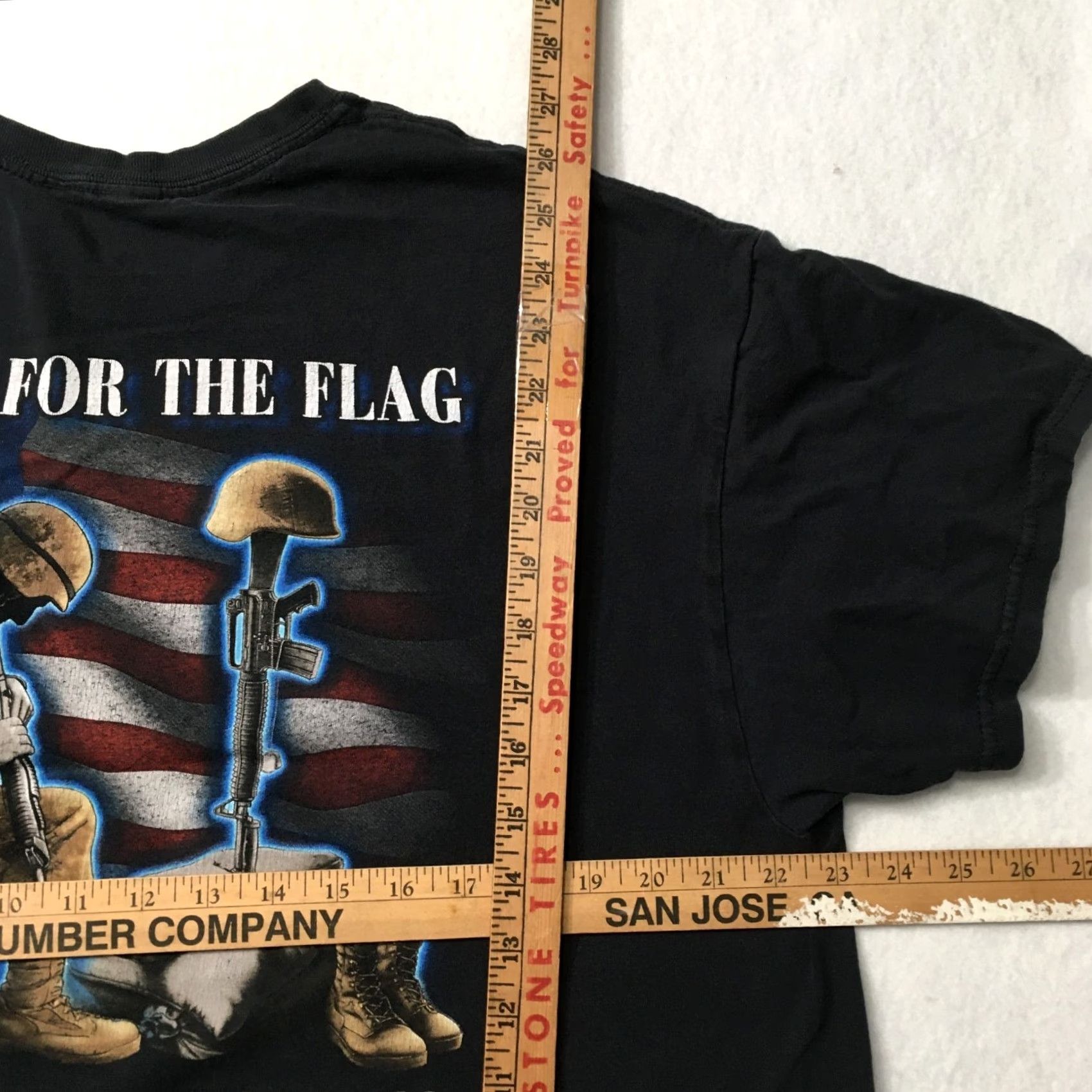 Hanes VINTAGE Hanes T-Shirt Mens XL Black Stand For The Flag Kneel For The Fallen Short Sleeve Graphic Tee Mens XL Large Size US 36 / EU 52 - 4 Thumbnail
