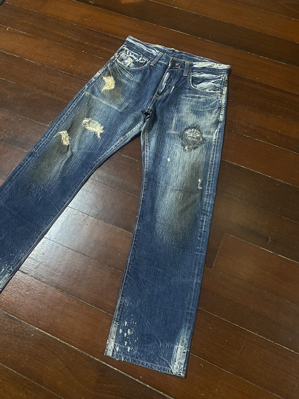 Edwin Rare Vintage Edwin 504 Clawmark Distressed Faded rusty Size US 34 / EU 50 - 3 Thumbnail