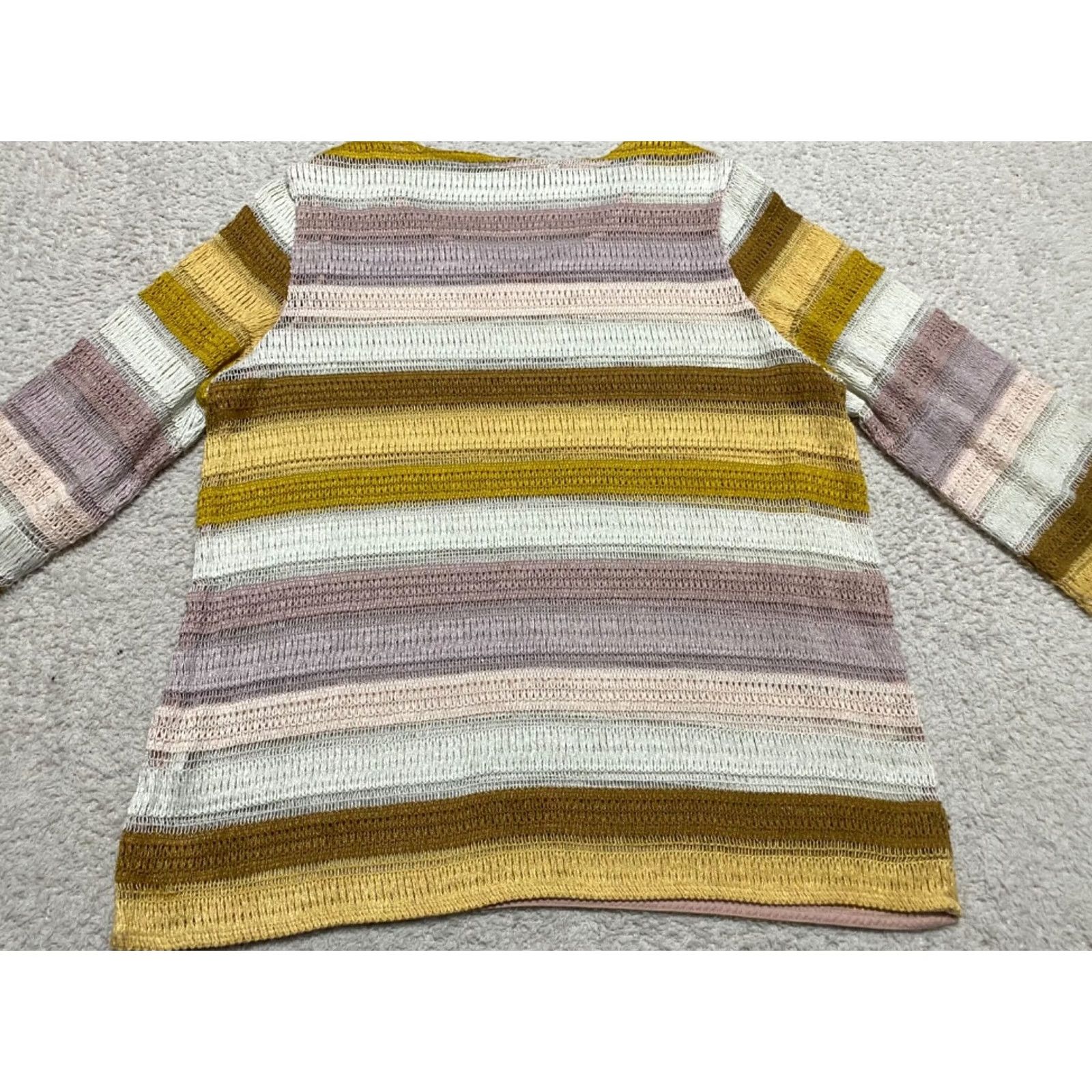 Soft Surroundings Soft Surroundings Blouse Womens PM Multicolor Striped V-Neck Knit 3/4 Sleeve Size M / US 6-8 / IT 42-44 - 6 Thumbnail