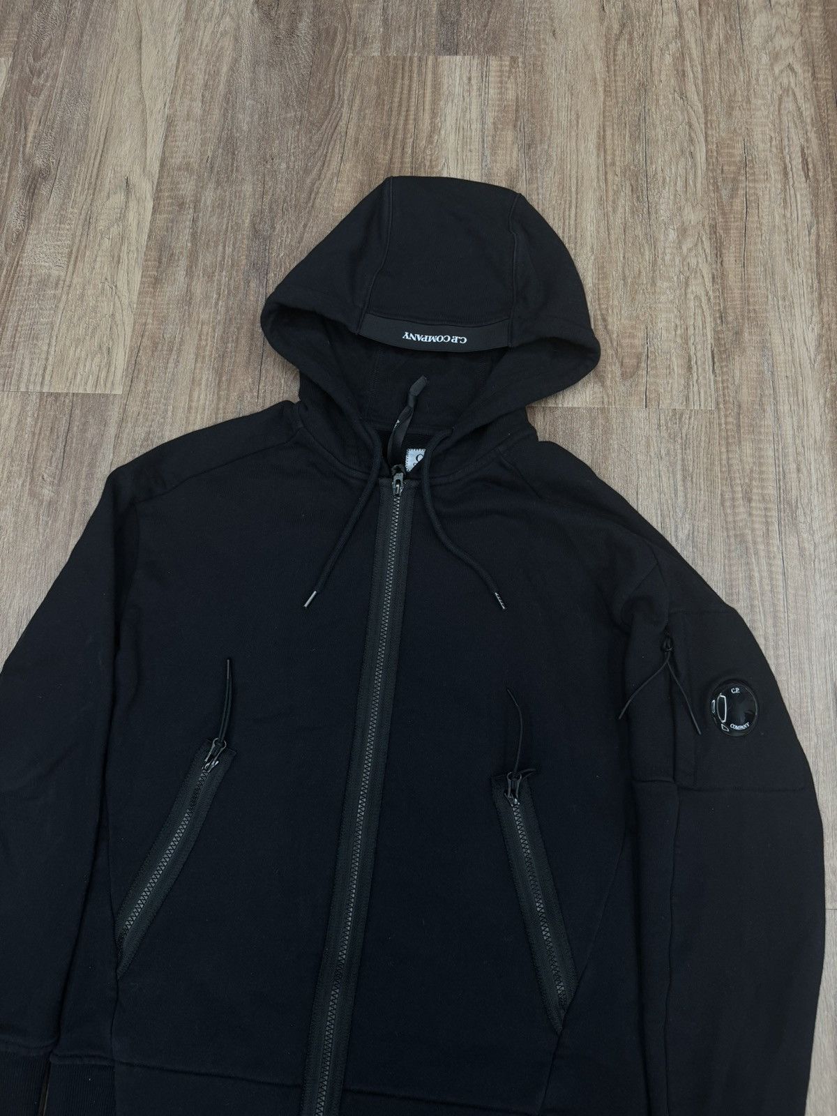 image of C P Company Cp Company Zip Hoodie in Black, Men's (Size Small)