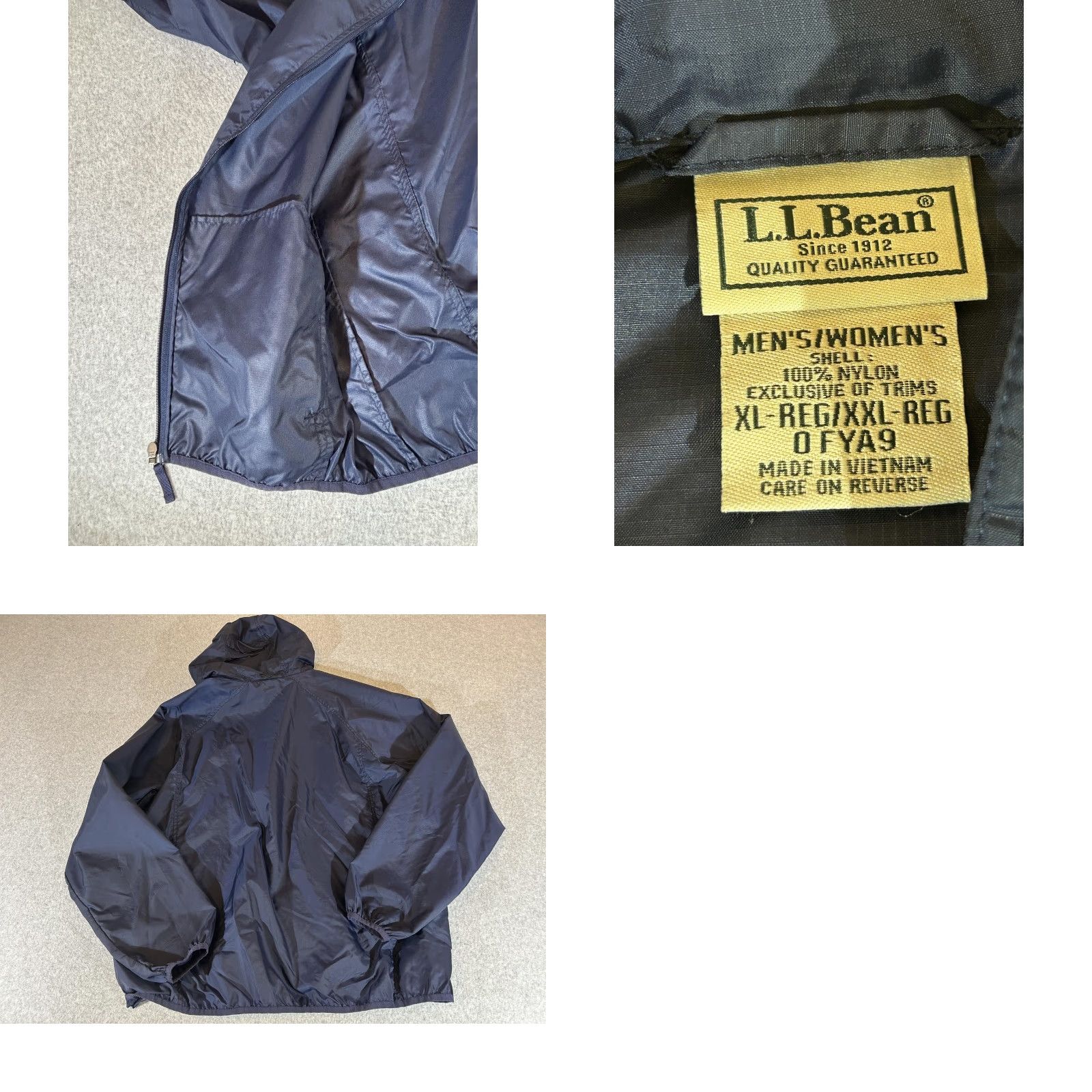 Vintage L.L. Bean Jacket Men XL Blue Windbreaker Zip Hooded Lightweight Nylon Outdoor Regular Fit Shirts? Size US XL / EU 56 / 4 - 8 Thumbnail
