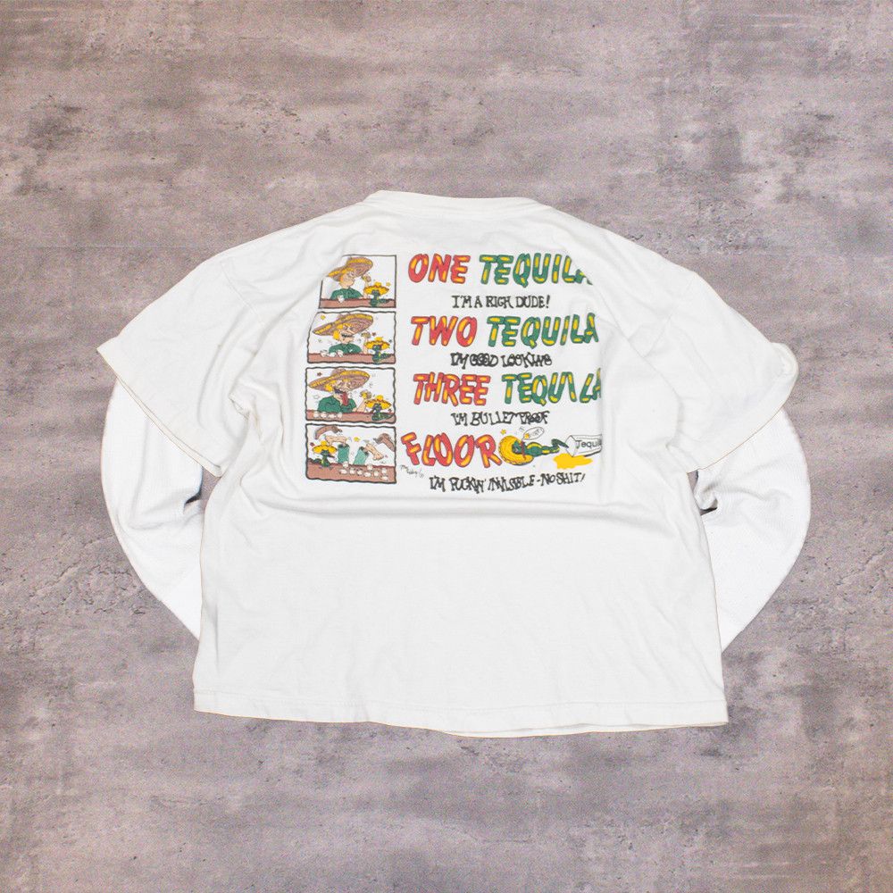Japanese Brand Y2K 2000's 00's One Tequila Comedy Humor White T-Shirt Size US L / EU 52-54 / 3 - 1 Thumbnail